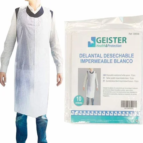 00698 Grembiule monouso impermeabile bianco 10 pezzi