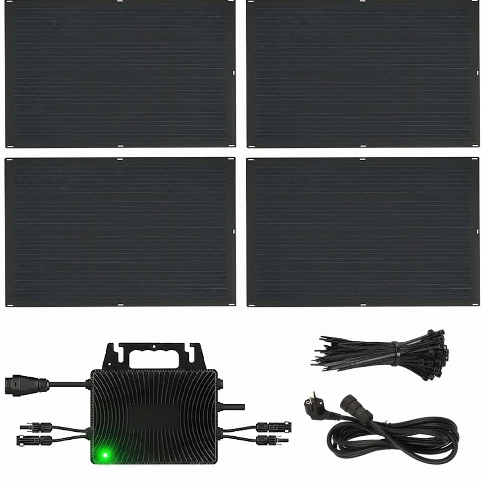Kit Fotovoltaico Balcone 800W Pannelli Flessibili 200W x4 Inverter AE800S Monitoraggio WiFi