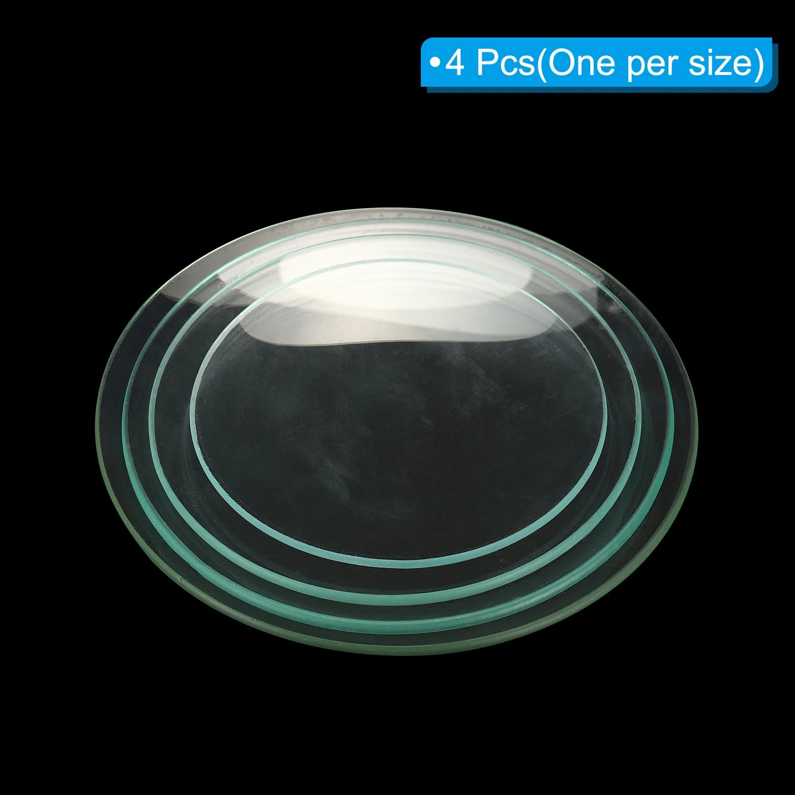 PATIKIL 60/90/120/150mm Diametro Orologio Vetro, 1 Set Becher Coperchio Liscio Bordi Smussato Arco per Laboratorio, Trasparente