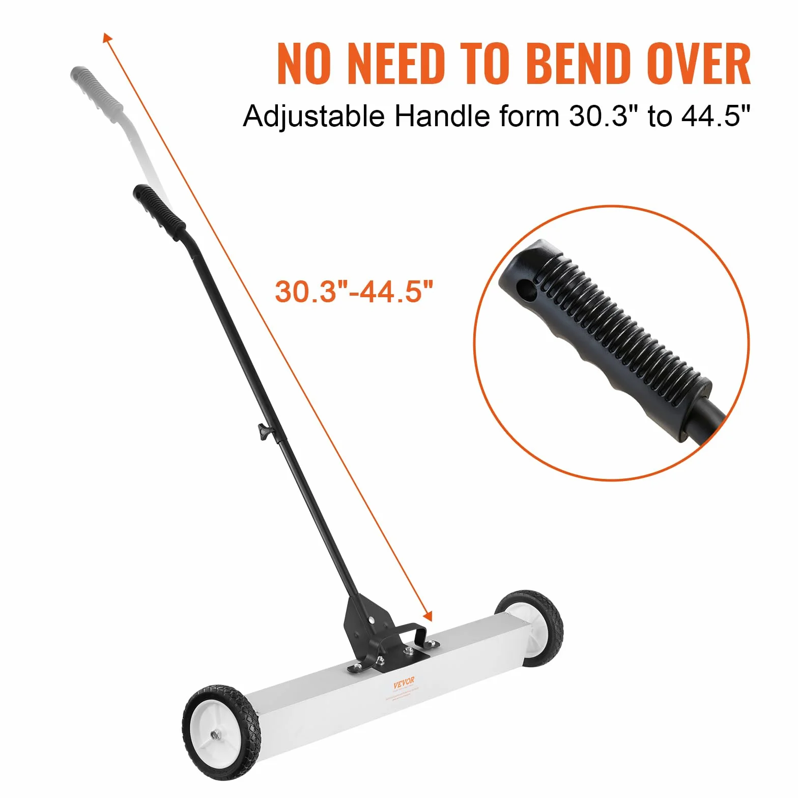 VEVOR Spazzatrice Magnetica Asta Telescopica 77-113cm per Pavimenti Raccoglitore per Piccole Parti Metalliche Forza Magnetica Max. 24,9kg, Scopa Magnetica con Ruote di Raccolta per Chiodi Viti Metalli