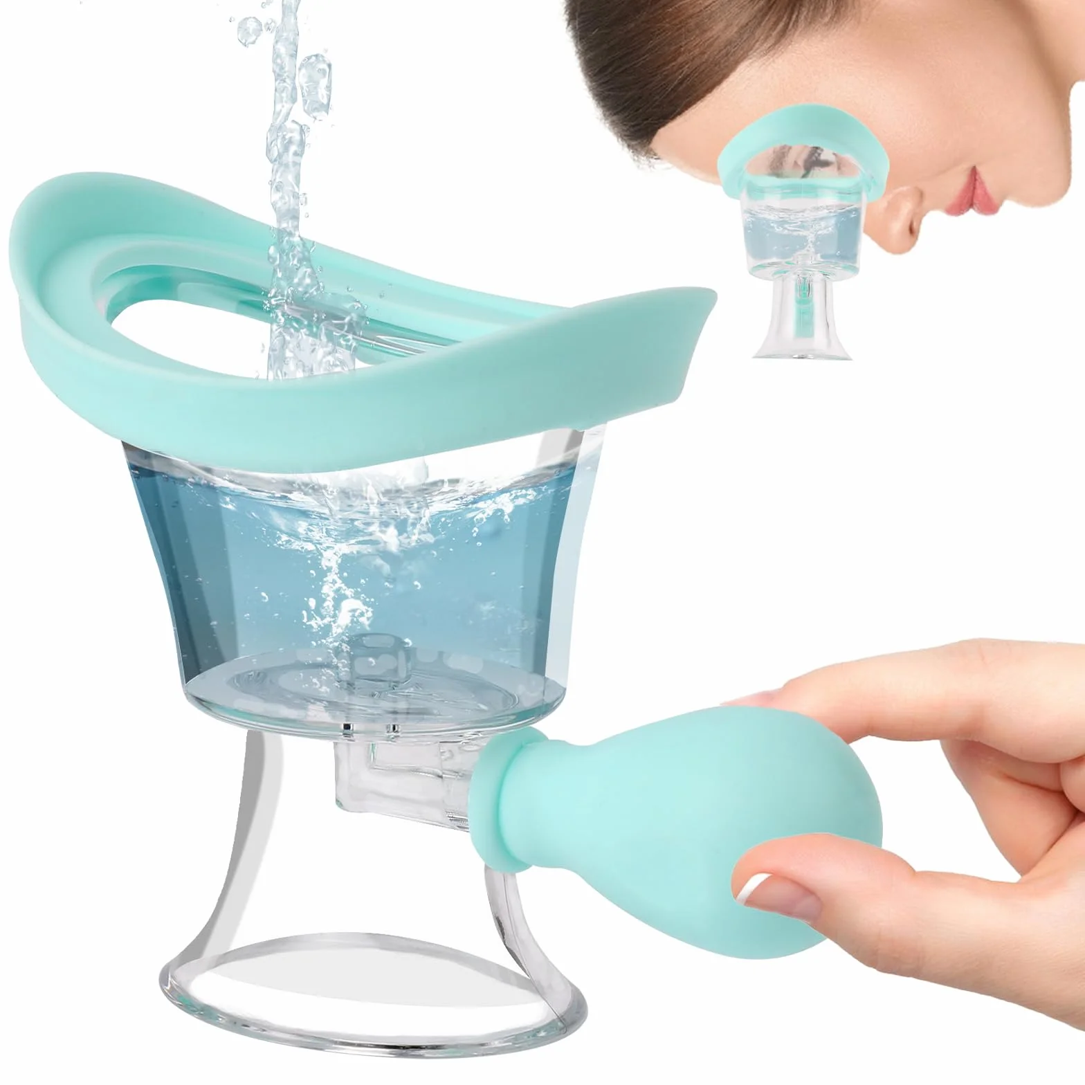 Bicchiere in silicone per gli occhi, tazza da bagno per gli occhi, pressione manuale dell'aria, pulitore per gli occhi portatile, strumento per la pulizia degli occhi, lenitivo per la rimozione degli