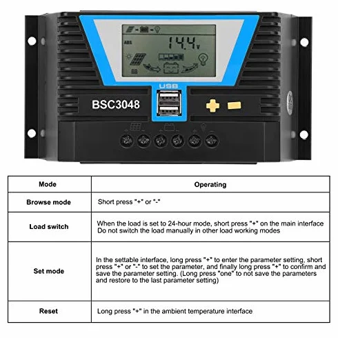 Regolatore Solare 30A 12V/24V/36V/48V BSC3048 Con Doppia Porta USB 5V/2A per Batterie di Varietà