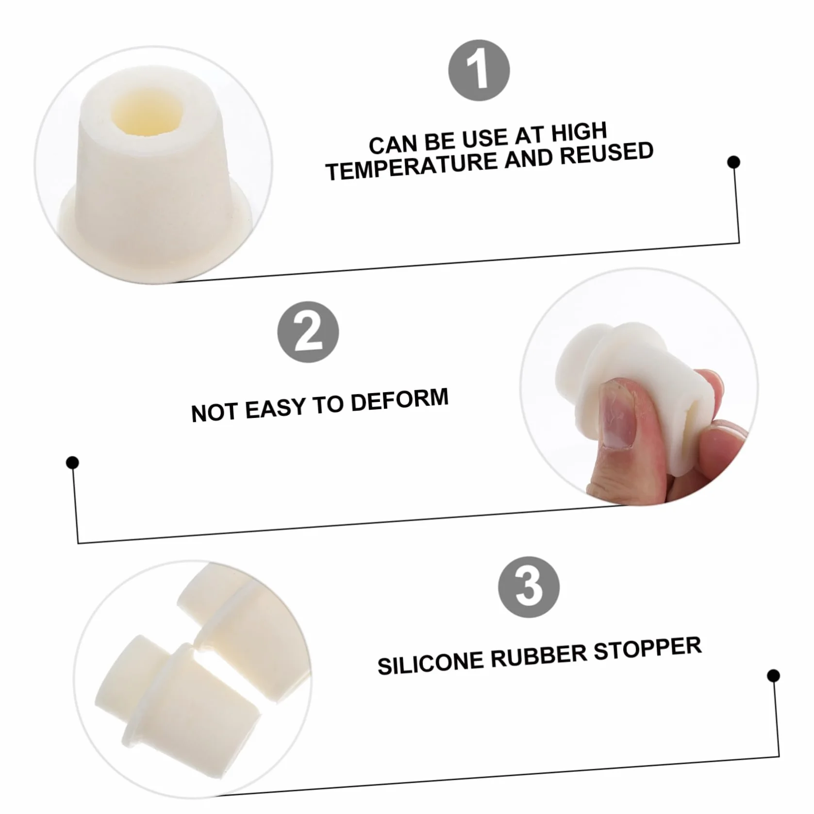 Tappo Bottiglia in Silicone Beige 5 Pezzi ULTECHNOVO, Tappo di Tenuta Resistente al Freddo per Provetta e Laboratorio
