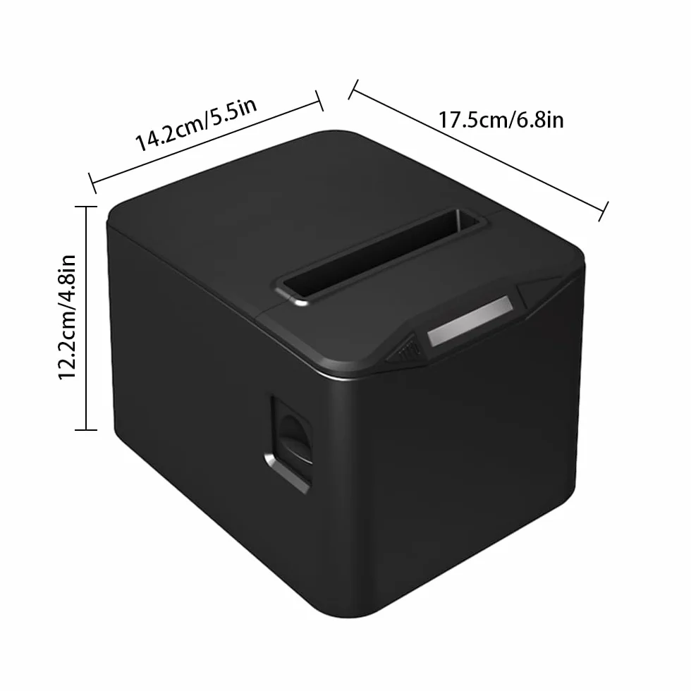 Stampante Termica per Ricevute 80mm Stampa Diretta Desktop Connessione USB+LAN Alta Velocità con Taglierina Automatica Cestino Carta Grande Supporto ESC/POS