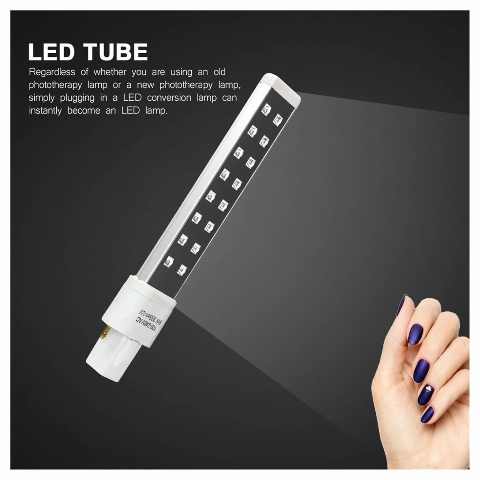 UV Lamp, Sostituzione 9W UV LED Lampada Tubo Lampadina Nail Art Essiccatore Fototerapia Gel Polimerizzante Sorgente Macchina 365 + 405nm(12LED 4pcs)