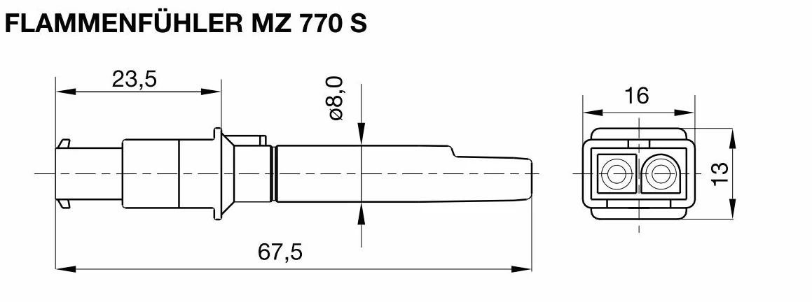 Satronic MZ770S - Sonda di fiamma, fotocellula fotografica, con adattatore (Art. n.: 51001)