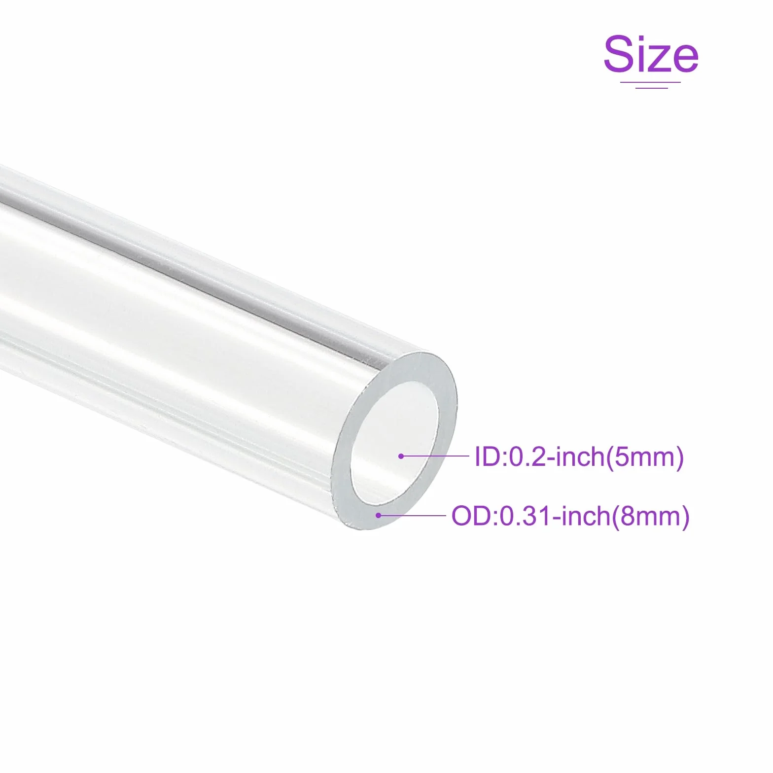 DMiotech 4Pz Tubo in Plastica Rigida in Acrilico Trasparente 5mm x 8mm (3/16" x 5/16") 10" per Tubi Acqua Acquario, Sistemi di Raffreddamento ad Acqua, Idraulica
