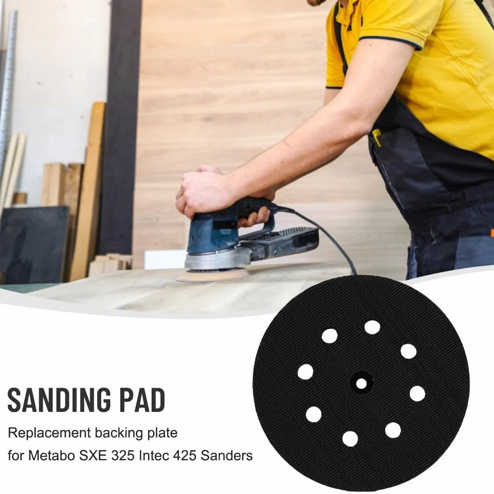 Platorello abrasivo per Metabo SXE 325 & Intec 425 – Piastra posteriore in poliuretano ad alta elasticità (125 mm, 8 fori, 13 mm di spessore)
