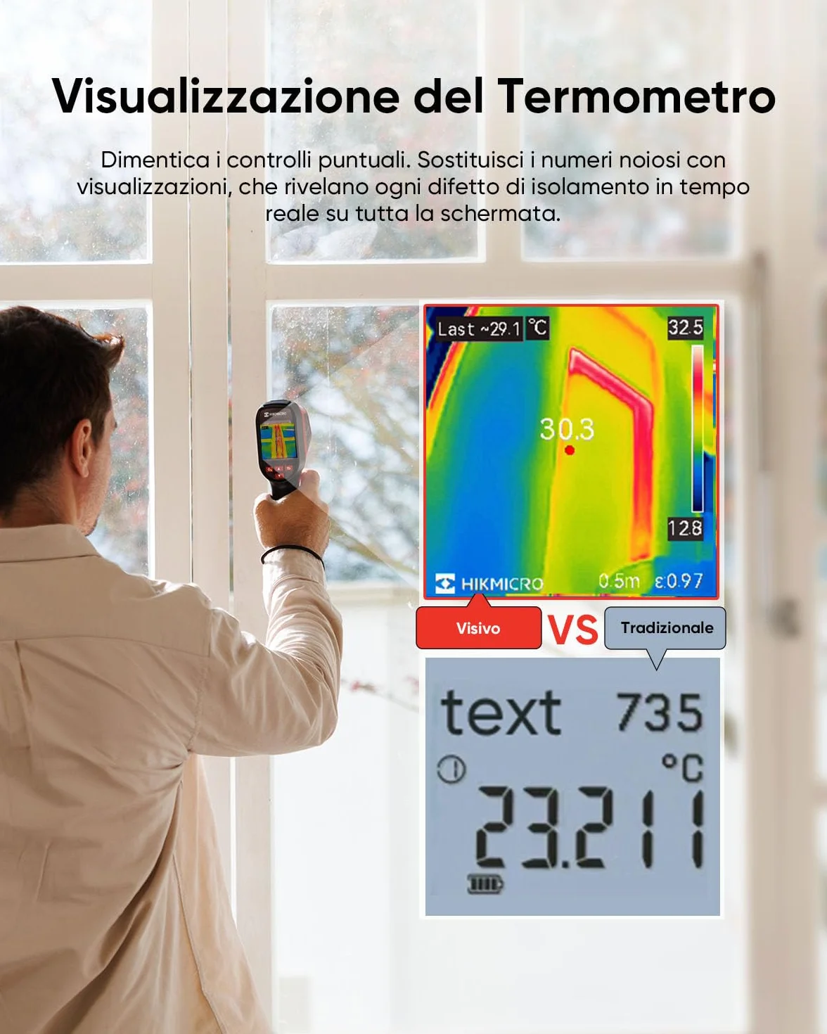HIKMICRO D01 Lite Termometro a Infrarossi -20°C a 550°C 2,4" Schermo Intero Risoluzione IR 96×96 Modalità Duale 14 Ore