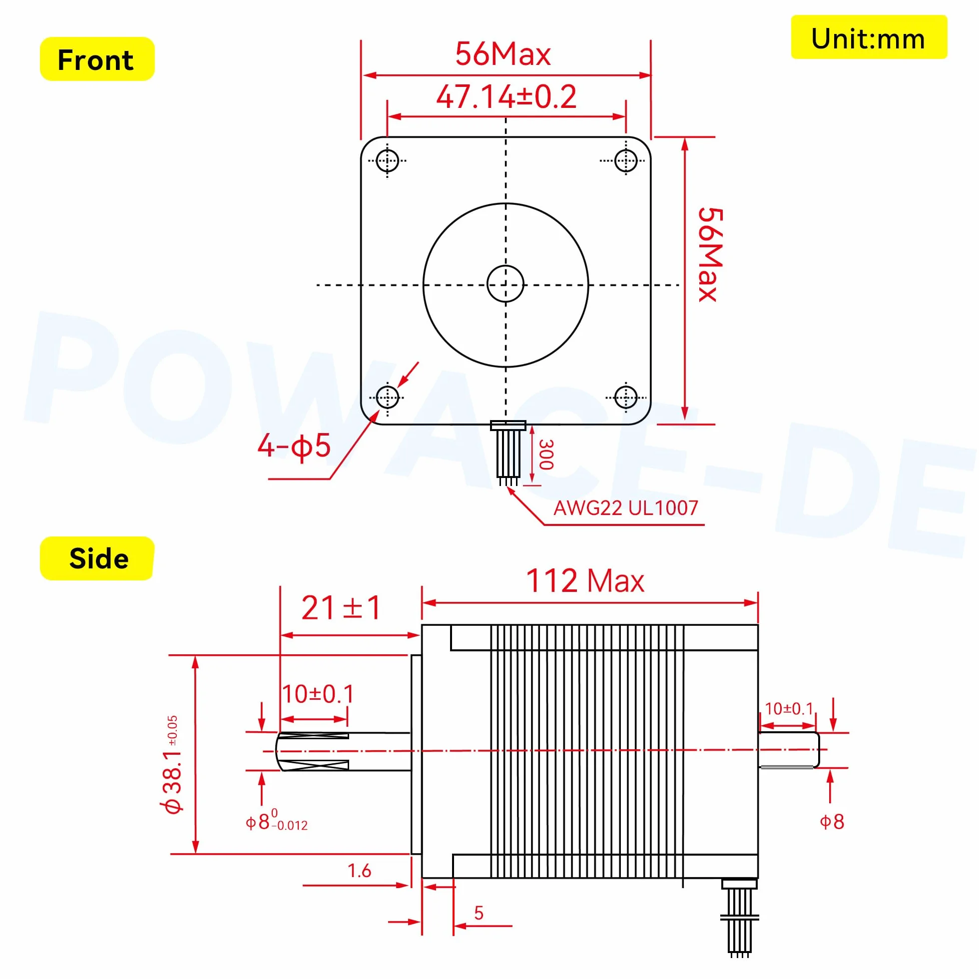 RATTMMOTOR motore stepper Nema 23, motore stepper a doppio albero a 4 fili 2,8 Nm (425 oz.in) 3 A 1,8 gradi 57x57x112 mm per stampante 3D/fresa CNC