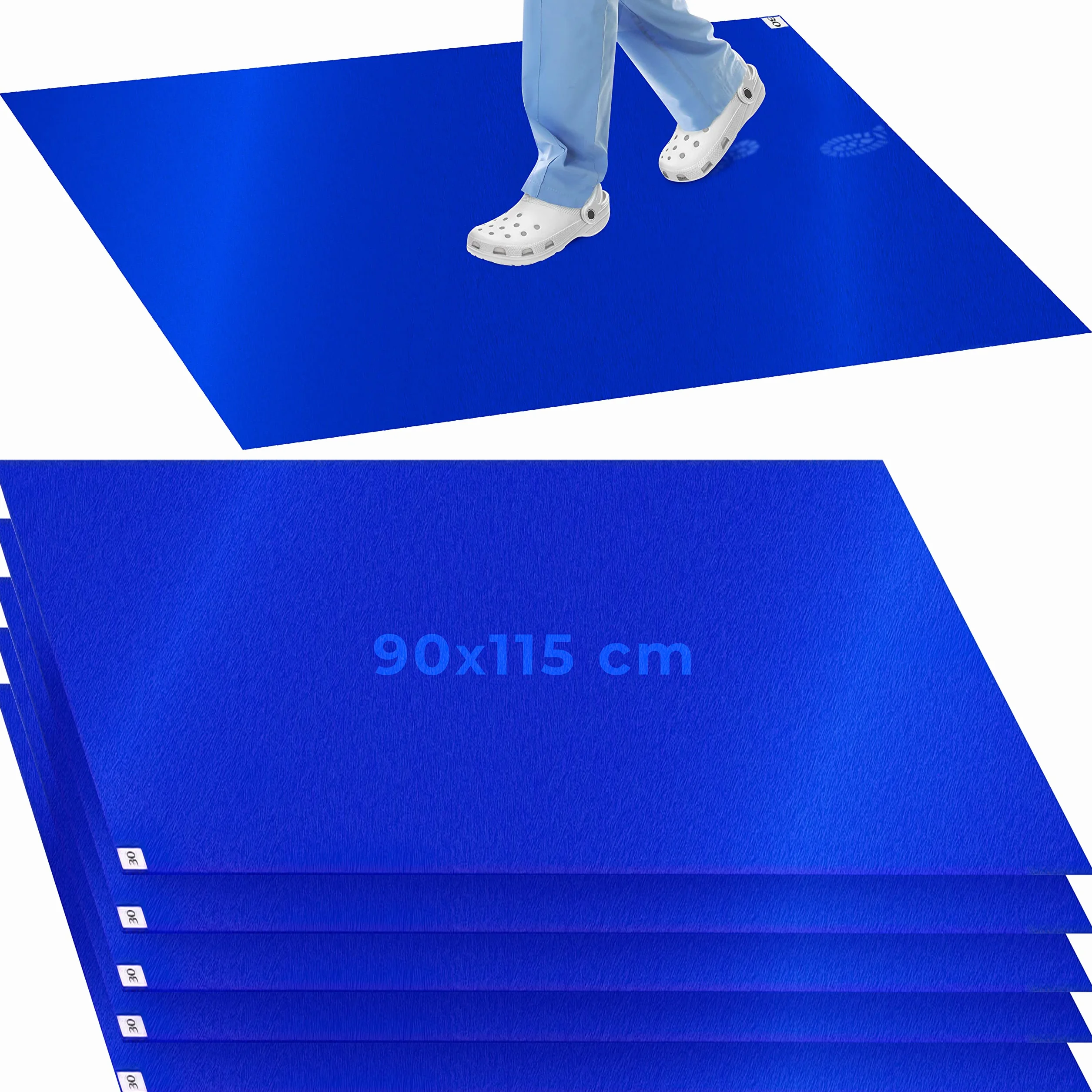 AIESI® Tappeto Decontaminante adesivo 90x115 cm (5 tappeti da 30 strati) a strappo con battericida HOSPIMAT