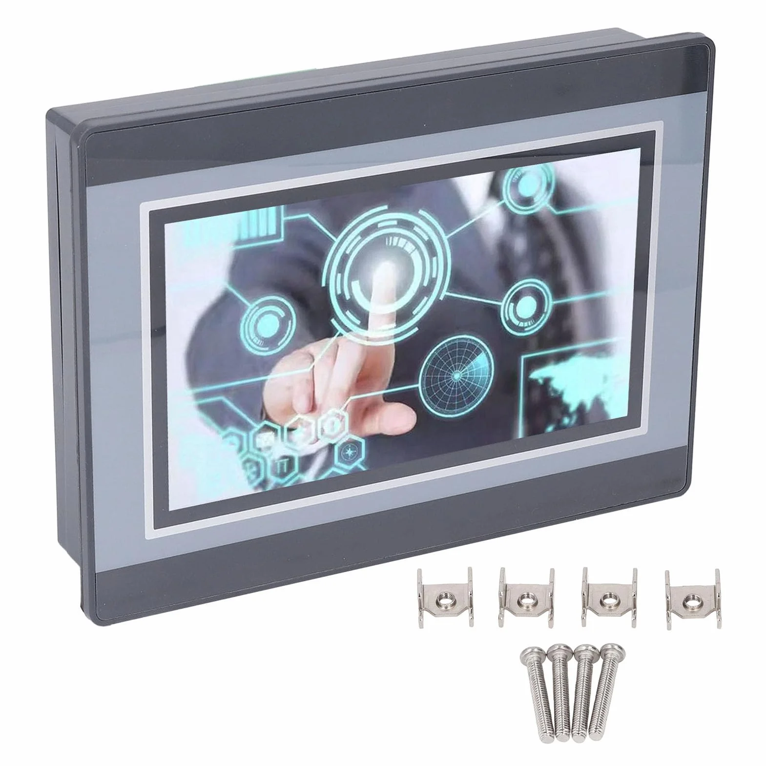 Macchina Integrata con Touch Screen PLC, PLC HMI 7 Pollici 12 in 8 Out Touch Screen Tutto in con Pannello PLC Integrato 0-10 V 4-20 MA MODBUS Analogico (uscita relè),