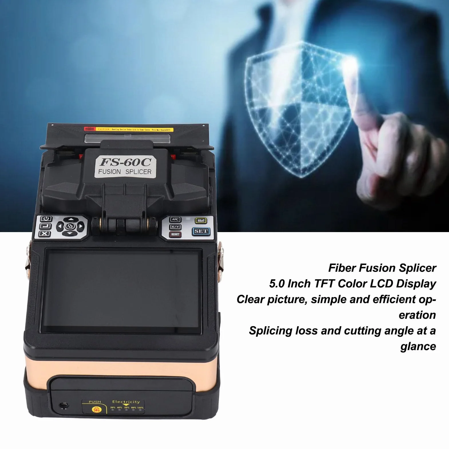 Giuntatrice Automatica per Cavi Ottici FTTH con Schermo LCD 5,0 Pollici per Fibra con Versatile compatibilità delle Fibre (Spina europea)