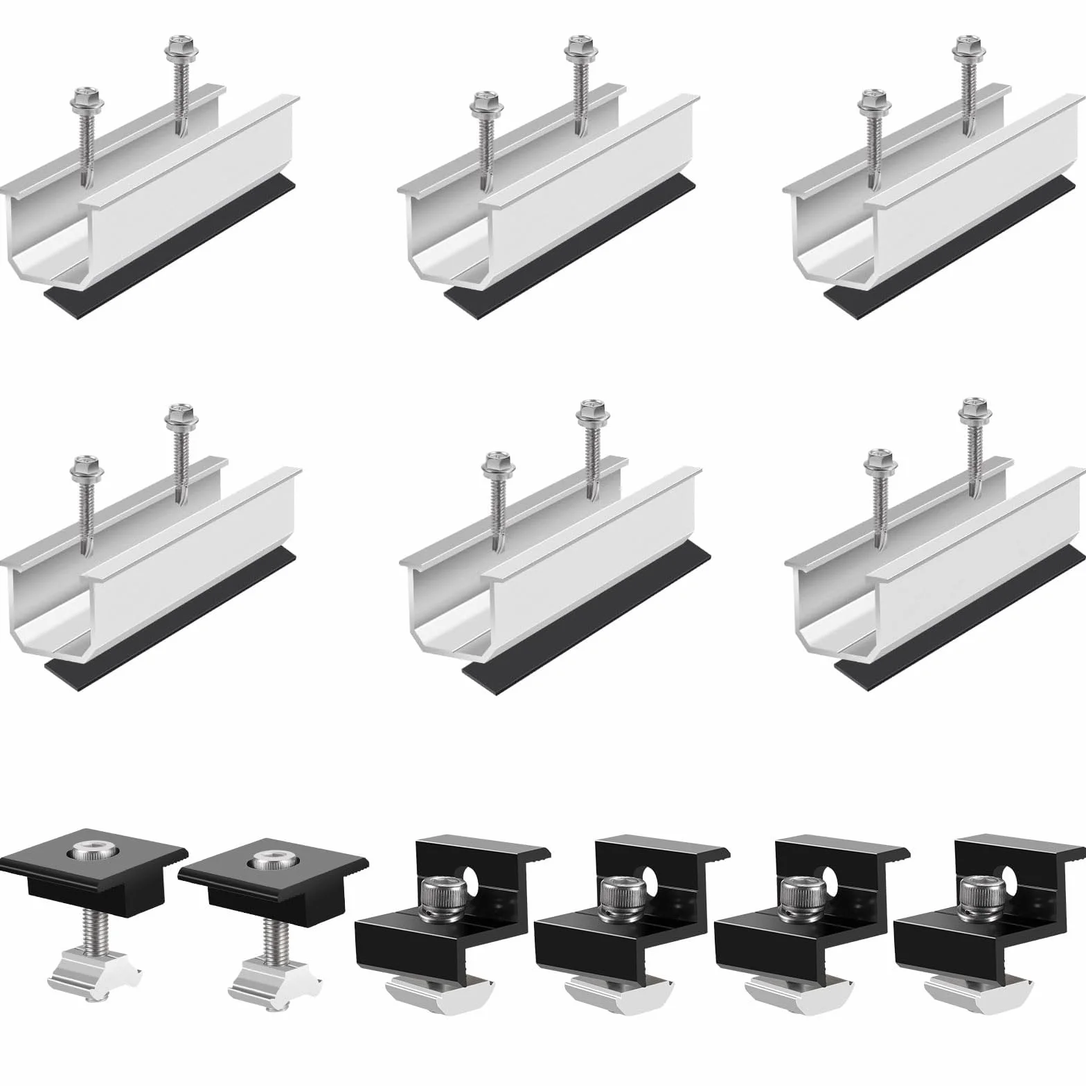 Kit di supporto per modulo solare (12 cm) e accessori, fissaggio pannelli fotovoltaici (30 – 35 mm) staffe a l per pannelli solari, centralina solare da balcone, guida a T