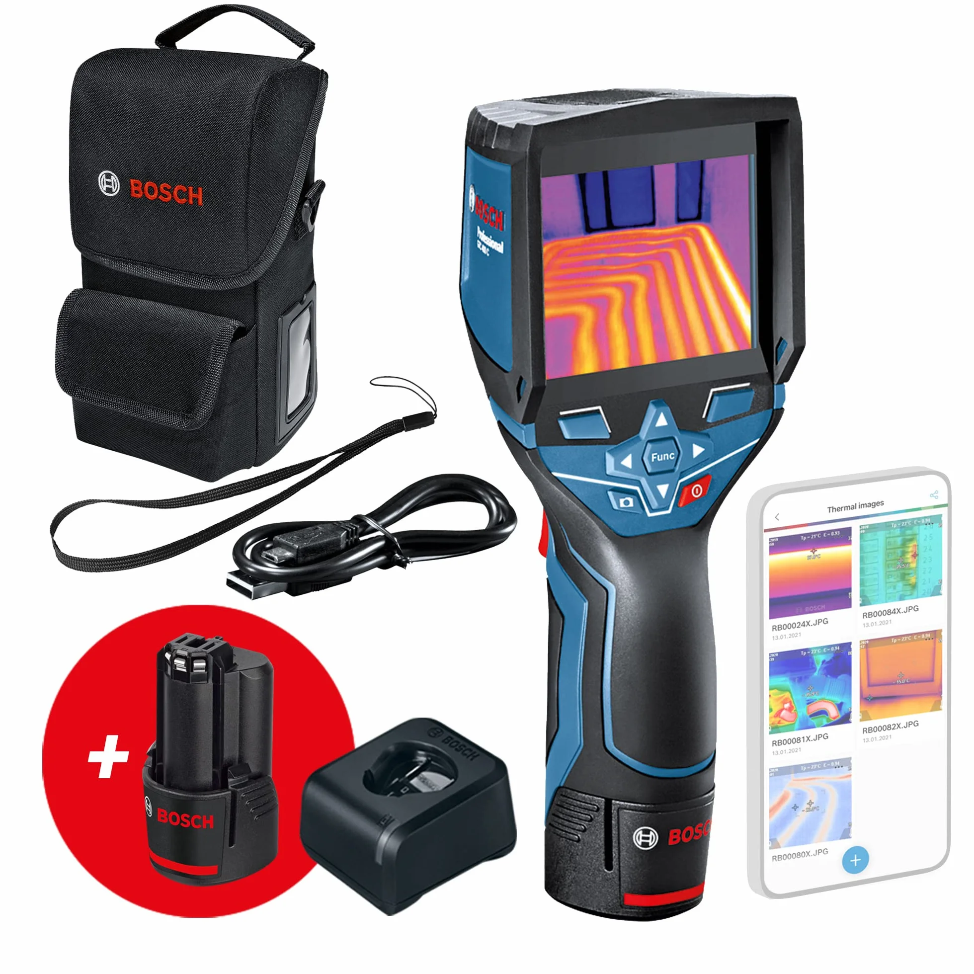 Bosch Professional 12V System Termocamera GTC 400 C (2 batterie 12 V, nuova custodia, con funzione app, temperatura: da -10 °C a +400 °C, risoluzione: 160 x 120 px) - Amazon Exclusive