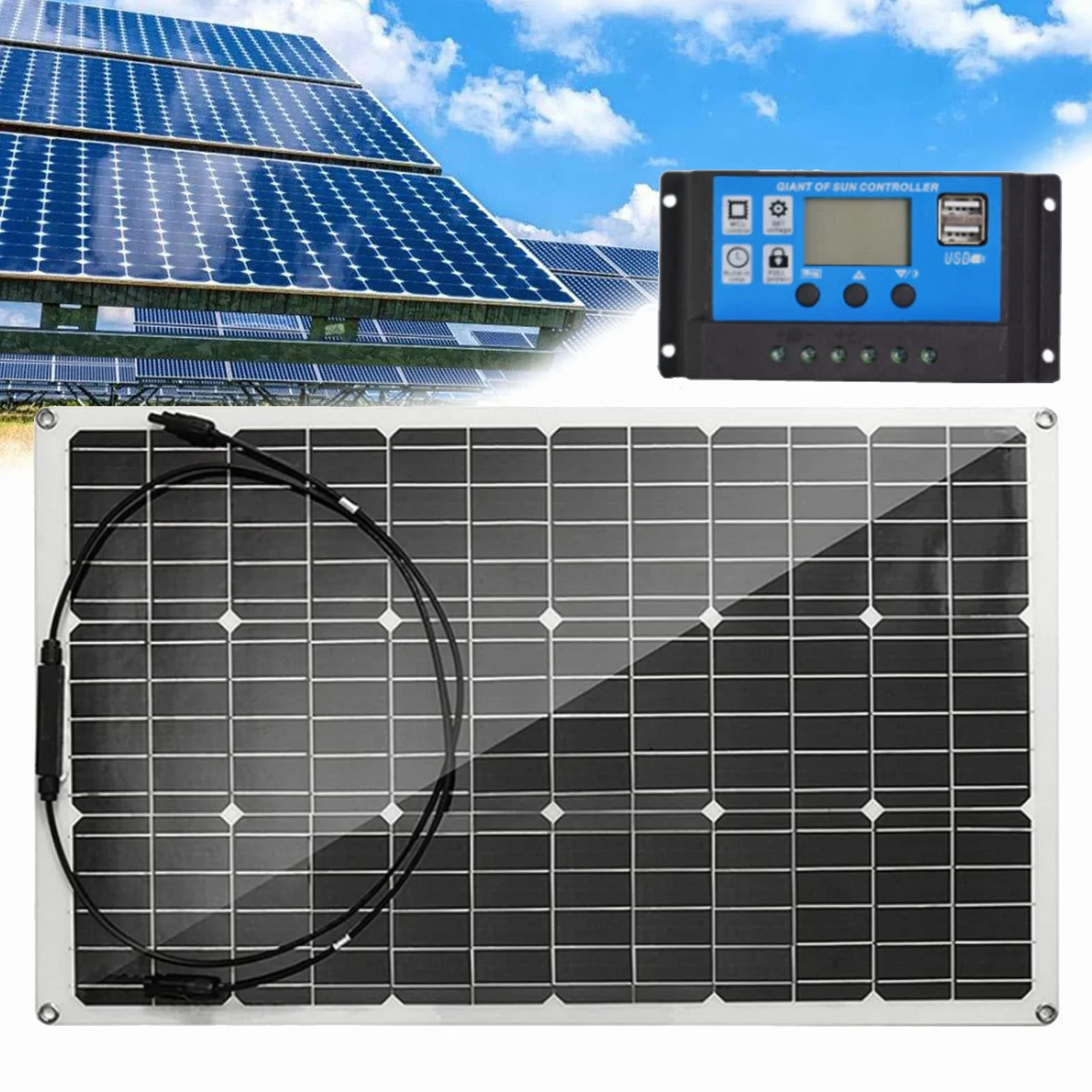 ANUU Pannello Solare monocristallino da 400 W/800 W 18 V, Confezione da 2 Moduli fotovoltaici monocristallini Flessibili ad Alta efficienza per casa, Campeggio, Barca, roulotte, Camper,400W