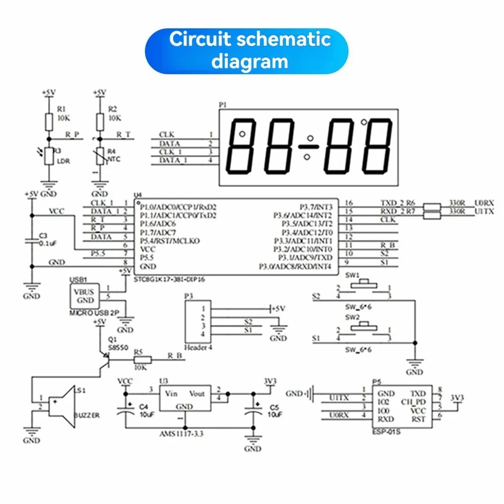 Kit elettronico fai da te digitale RGB LED colorato sveglia Suite 4Digit data temperatura orologio saldatura pratica progetto, B