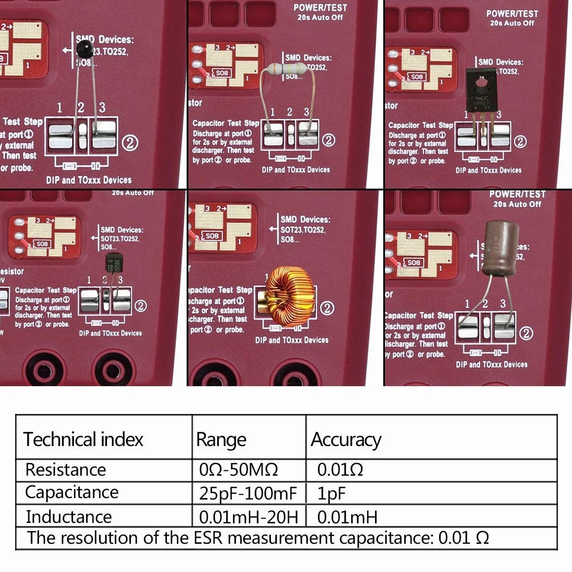 Tester di Transistor Multiuso Tester di resistore di capacità a triodo diodo Mos/PNP/NPN Tester SMD ESR02 PRO