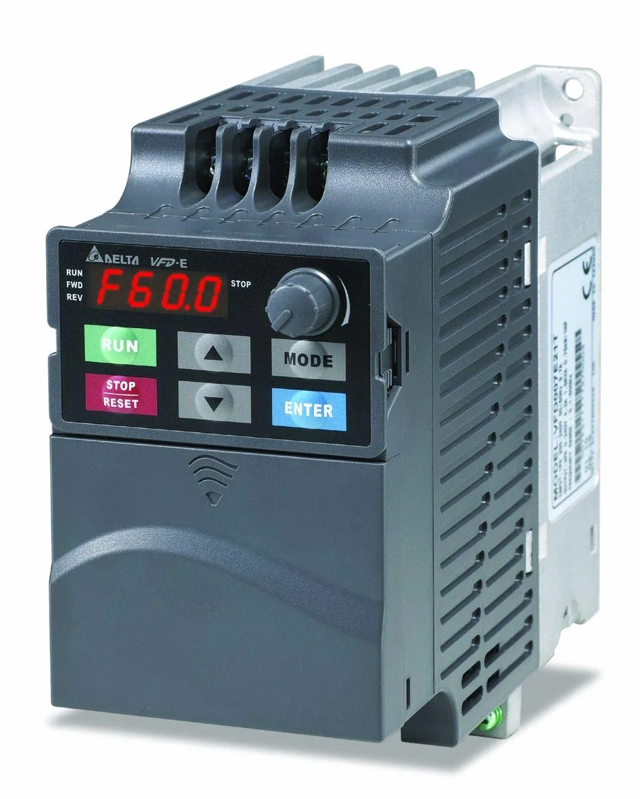Delta Inverter Trifase 3,70 kW VFD037E43A, Acciaio, 5hp 460V, Azionamento Micro Vector, PLC, Impianti Industriali, 1 Pezzo