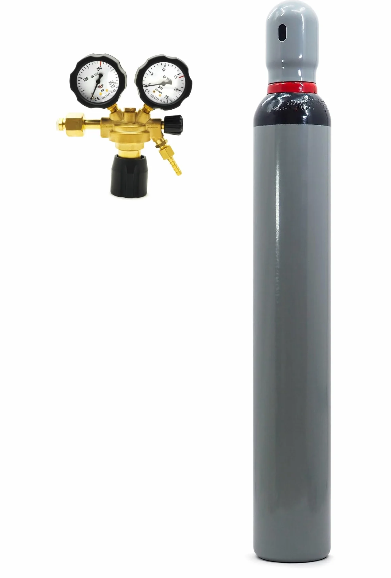 Bombola Gas Azoto Idrogeno 10 Litri 2m3 per Condizionatori Rilevazione Perdite + Riduttore 16 bar