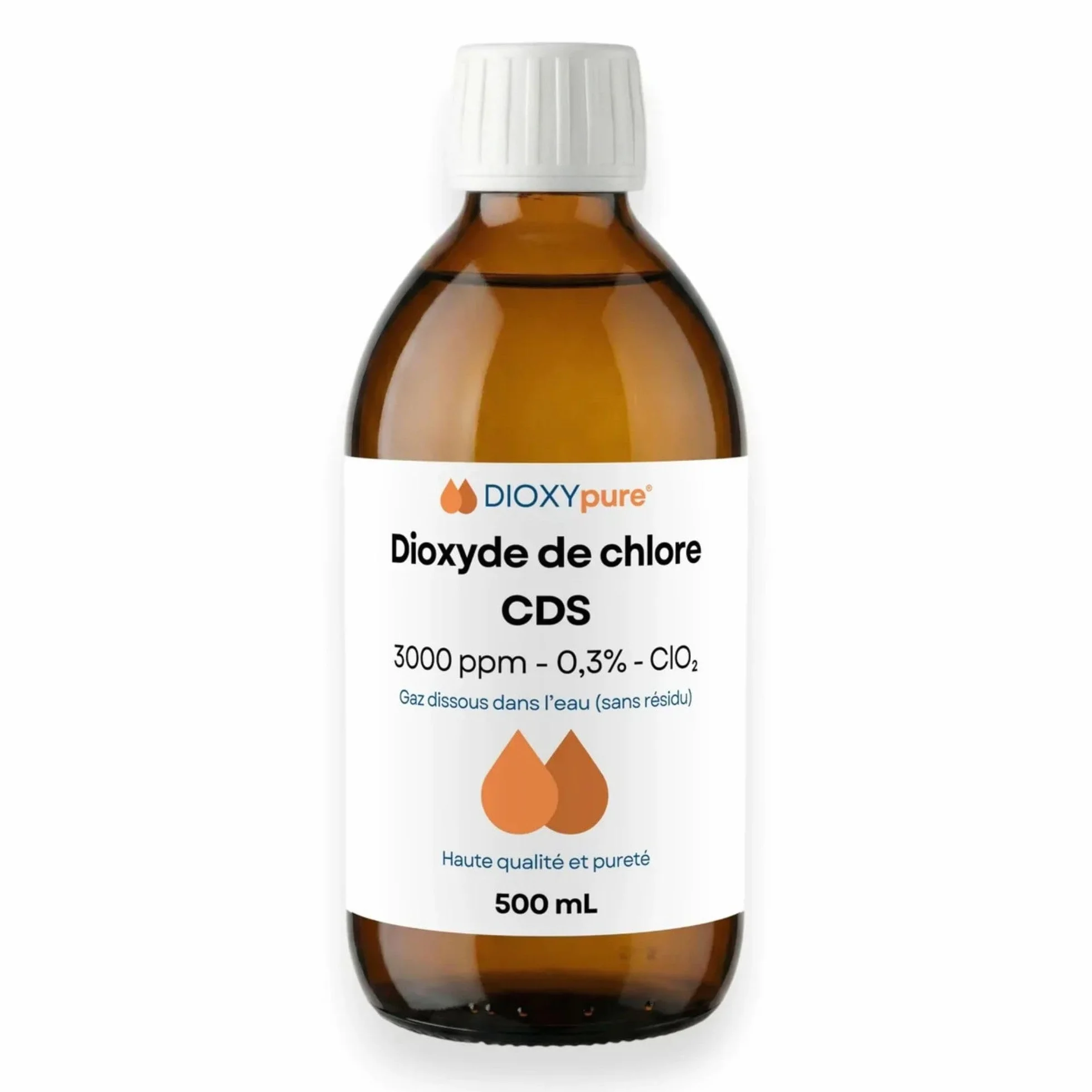 Biossido di Cloro - CDS - 3000 ppm - Gas disciolto in acqua (senza residui) - 500 ml - Senza conservanti né sostanze aggiunte - Disinfettante - Qualità superiore - Ultra puro