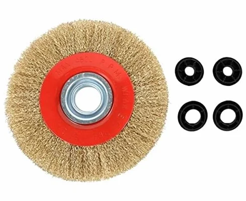 SPAZZOLA A RUOTA PULITRICE IN FILO DI ACCIAIO PER SMERIGLIATICI E MOLE DA BANCO Ø 125 mm