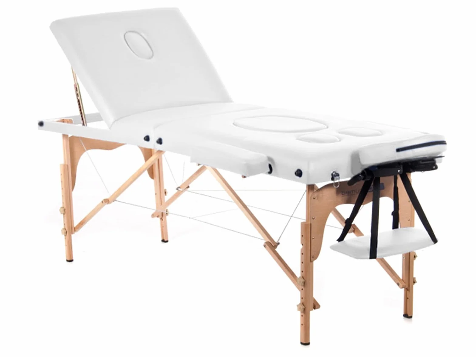 QUIRUMED Lettino da massaggio per donne incinte, pieghevole, 194 x 70 cm, colore bianco, legno, similpelle, foro per pancia, foro per viso, testa rimovibile, fino a 150 kg
