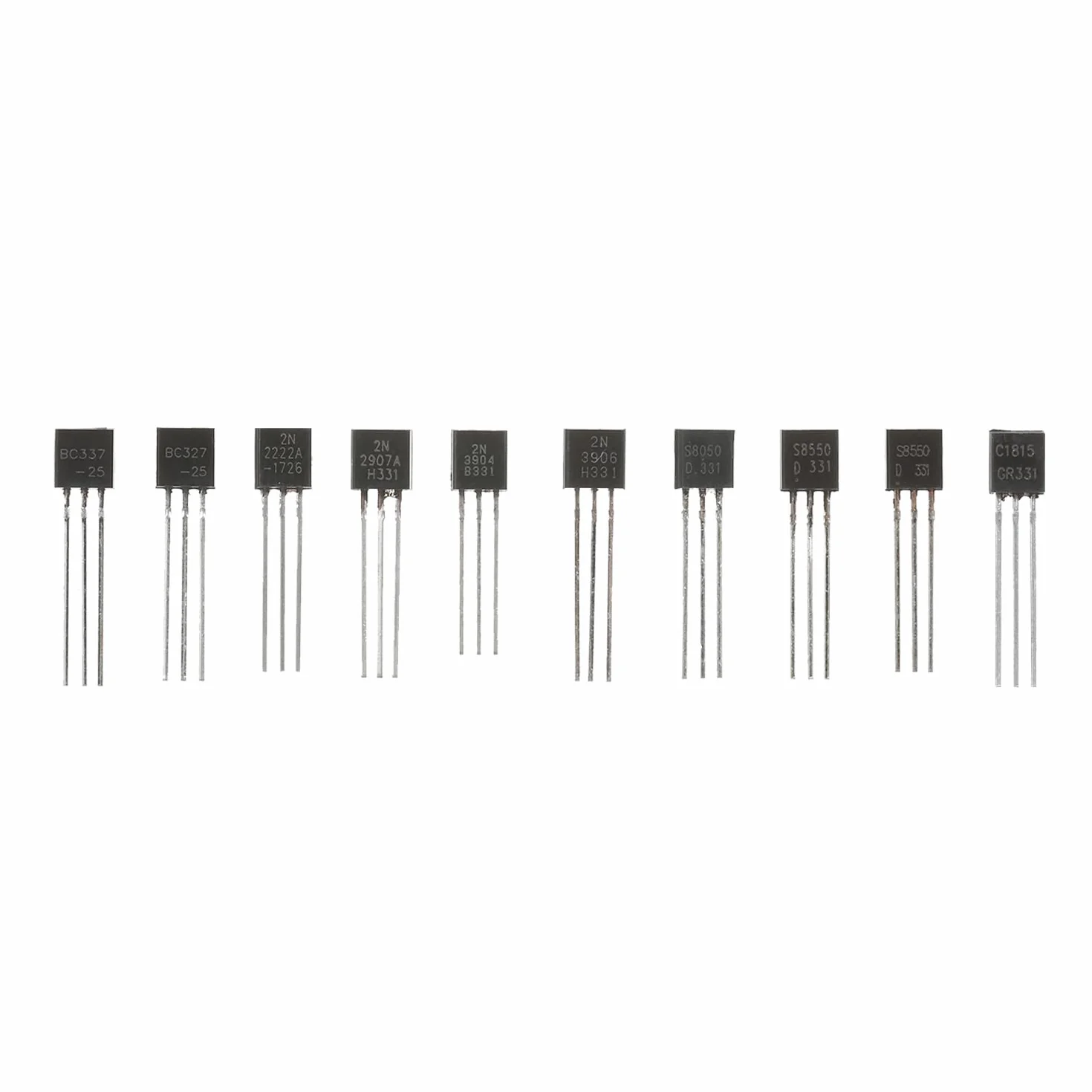 Kit di 200 transistor di potenza NPN PNP BC337 BC327 2N2222 2N2907 2N3904 2N3906 S8050 S8550 A1015 C1815 per progetti elettronici fai da te riparazione veicoli
