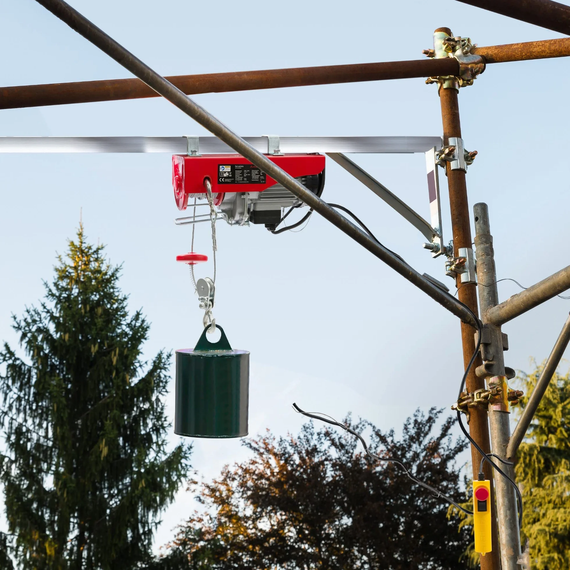 Arebos Paranco Elettrico | 400/800 kg | 1300W | Verricello Elettrico | Montacarichi da Balcone con Telecomando | altezza di sollevamento 12m | Verricellomontacarichi di Sollevamento