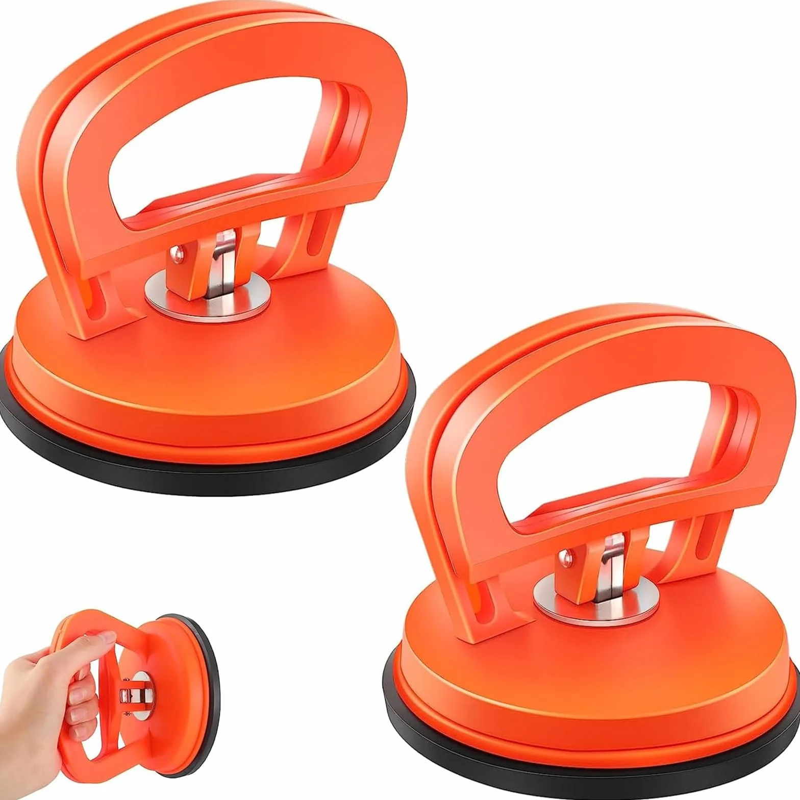 Set di 2 Ventose per Carrozzeria Arancioni, Estrattore Ammaccature Auto Professionale, Sollevatore per Vetro, Piastrelle e Schermi Smartphone, Kit di Riparazione Fai-da-Te ad Alta Tenuta