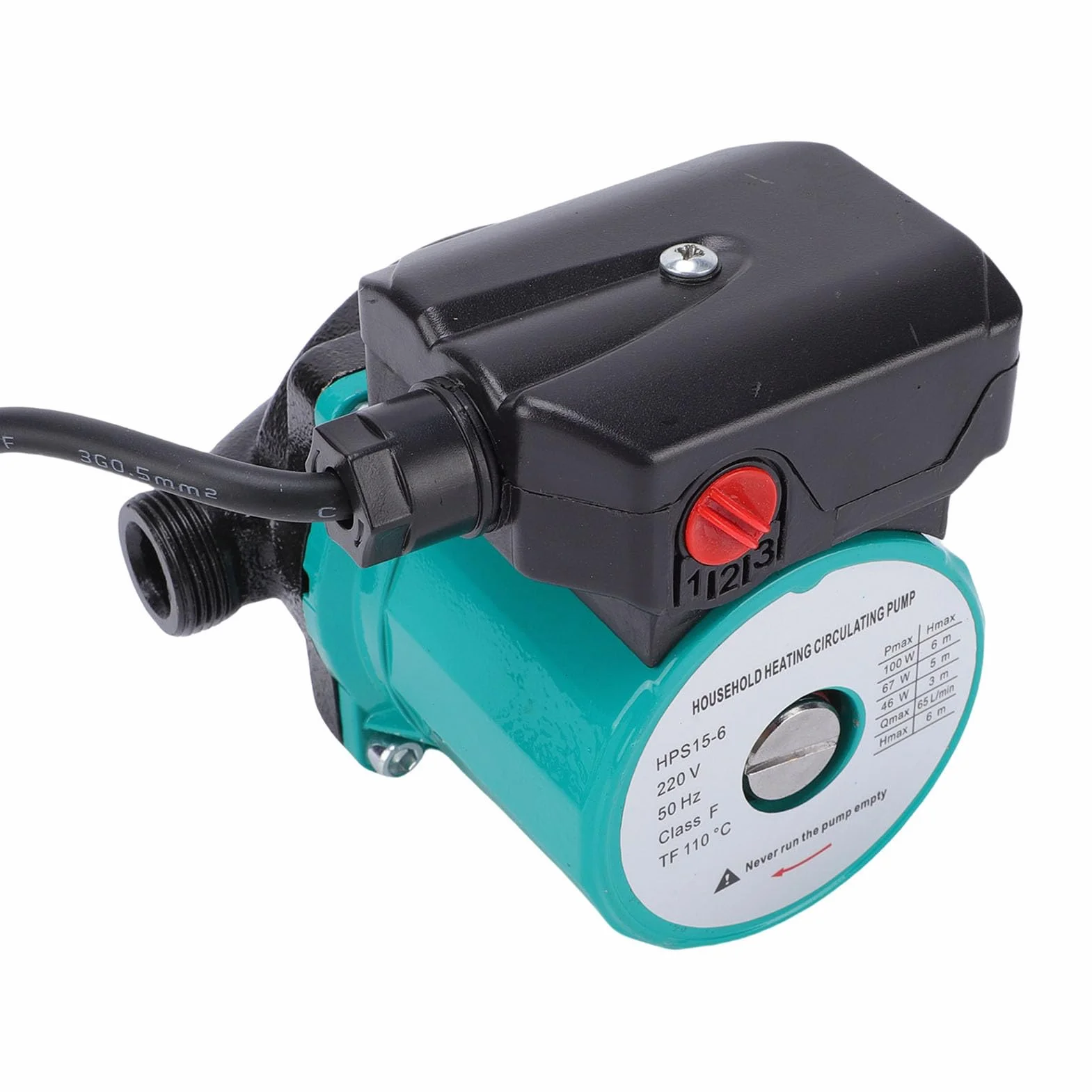 Cocoarm Pompa di Ricircolo dell'acqua Calda, Pompa di Circolazione dell'acqua in Ghisa con Controllo a 3 velocità 46W 67W 100W 65L Min 6m Prevalenza NPT 1in per di Riscaldamento Elettrico Uso