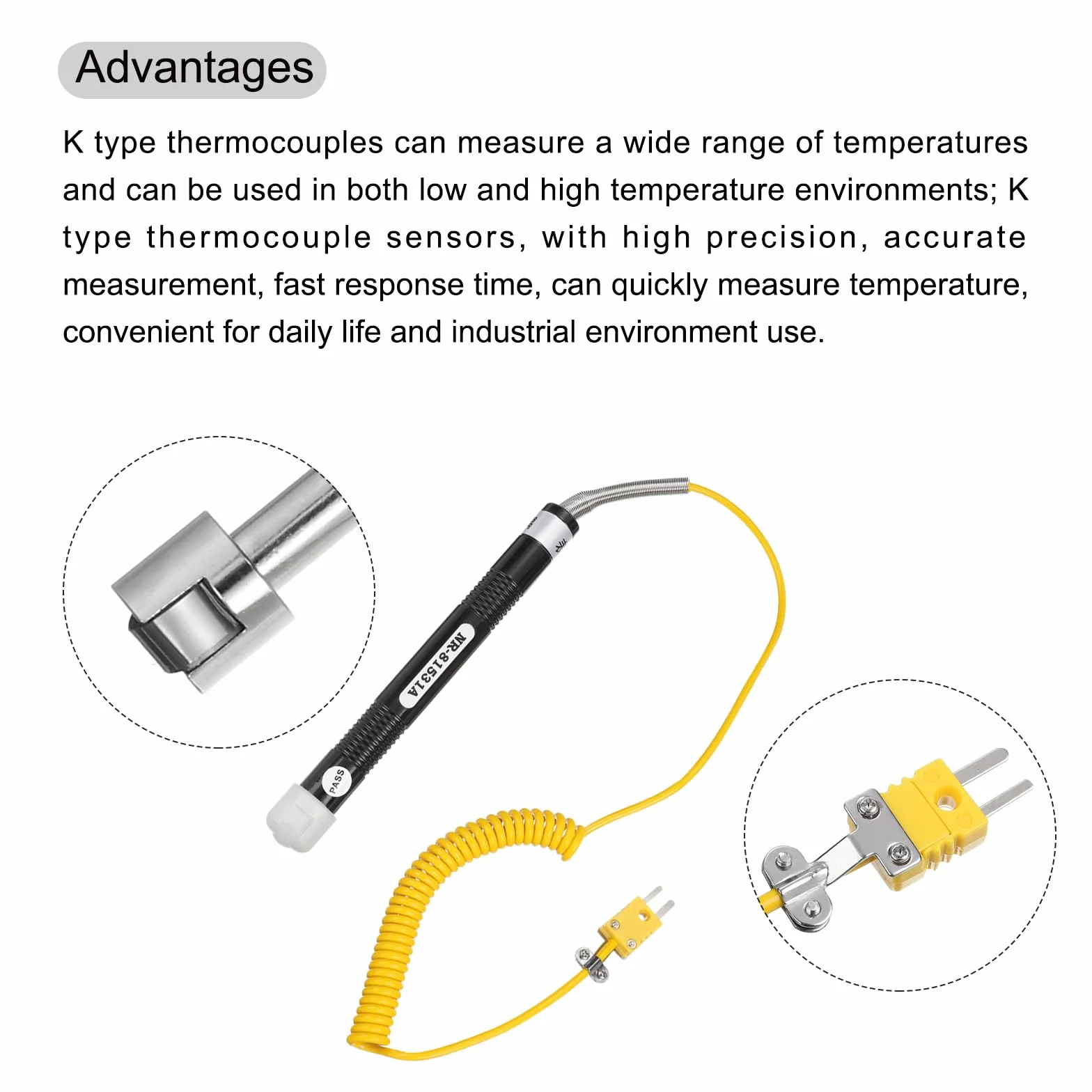 QUARKZMAN Termometro Digitale a Termocoppia K, Misuratore di Temperatura (-50 a 1300 °C), con Sonda per Superfici