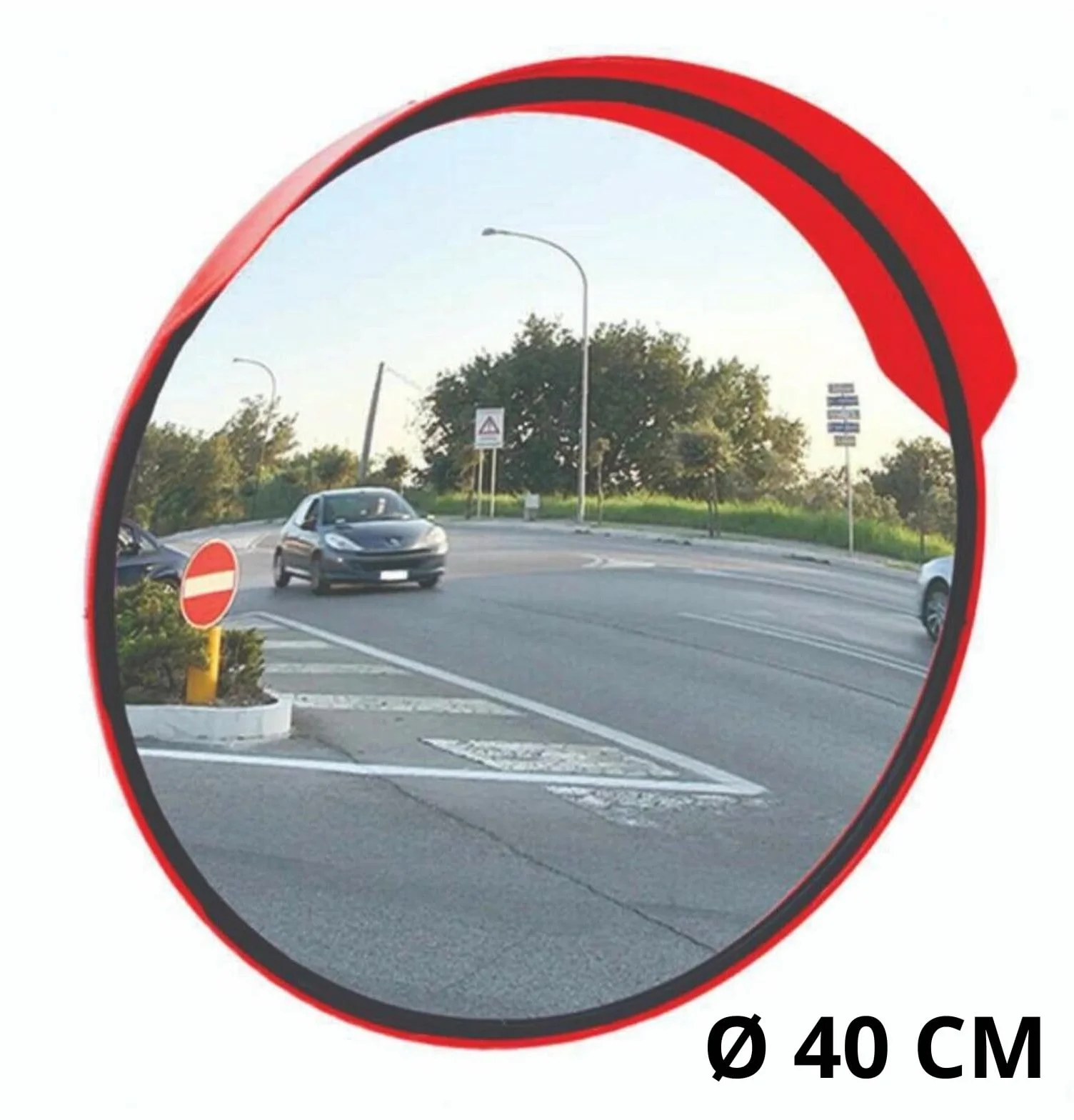 Specchio Stradale di Sicurezza 40 cm Convesso per esterno e interno, Parabolico, Infrangibile, resistente alle intemperie, garage, magazzino, elimina punti ciechi, parcheggio, curva pericolosa
