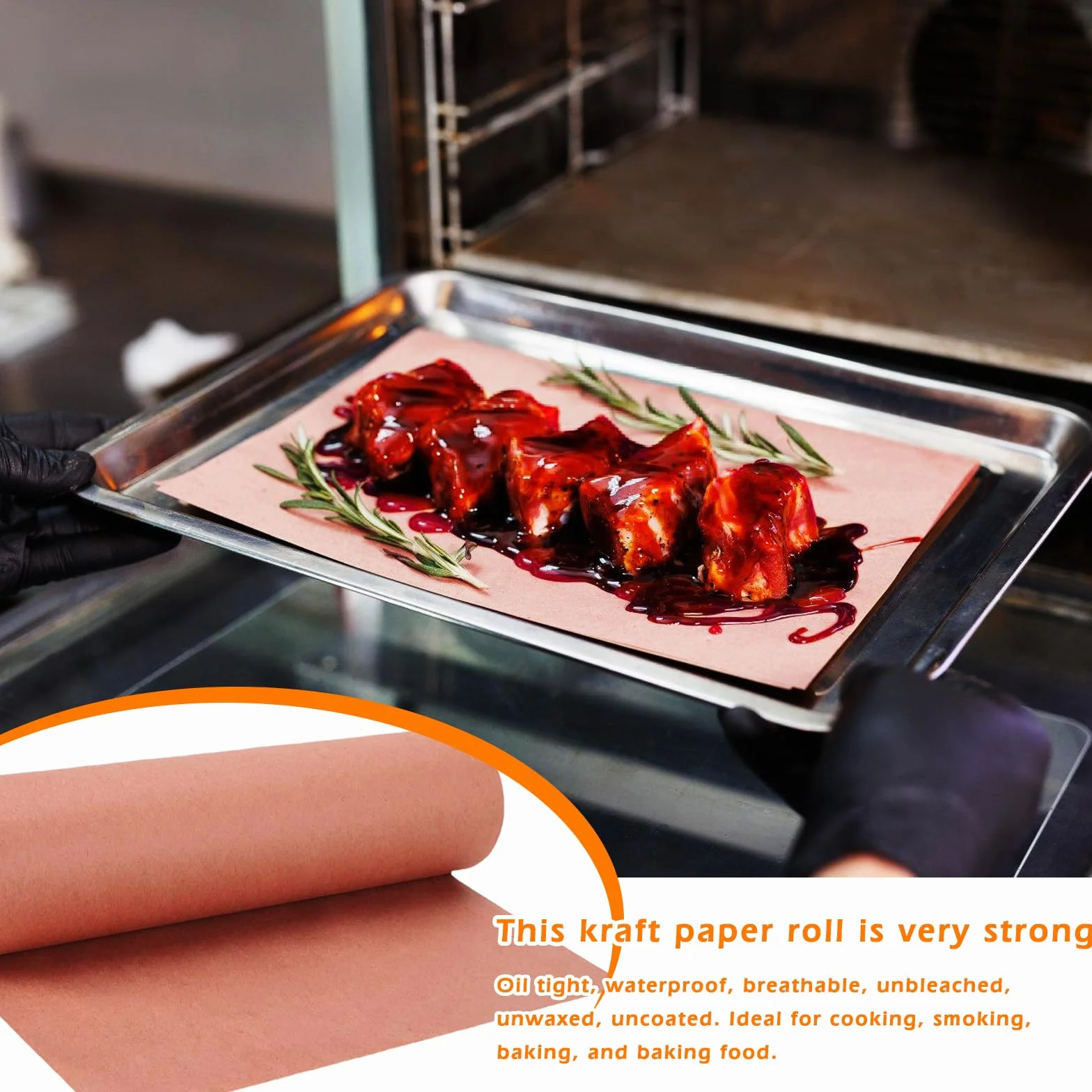 Butcher Paper,30cm*50m Rosa Kraft Butcher,Rotolo Di carta Da Macellaio,Carta kraft,Carta Kraft Per Barbecue Per Affumicare Carne Di Tutte Le Varietà,BBQ Bbq Smoker Grill