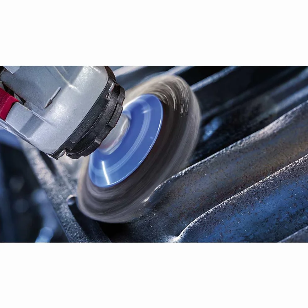 Bosch 1x Spazzola per smussatura PRO Stainless Steel clean a filo ondulato piccole, filetto M14 (per Metalli non ferrosi, Acciaio, Ø 100 mm, Professional Accessorio Smerigliatrice angolare piccola)