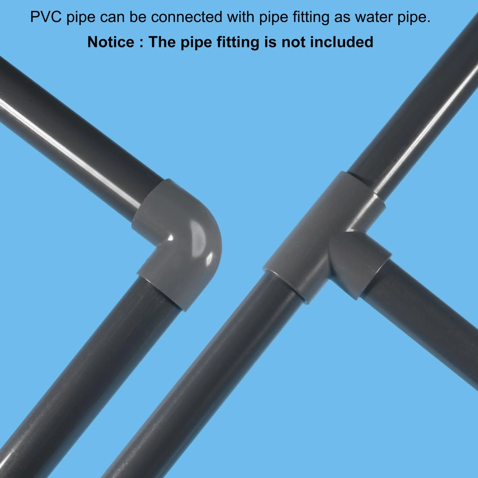 Sourcing Map Tubo rigido in PVC da 5 cm, diametro interno 45mm, diametro esterno 350 mm, nero, ad alto impatto, per tubi dell'acqua e artigianato, manicotto per cavi