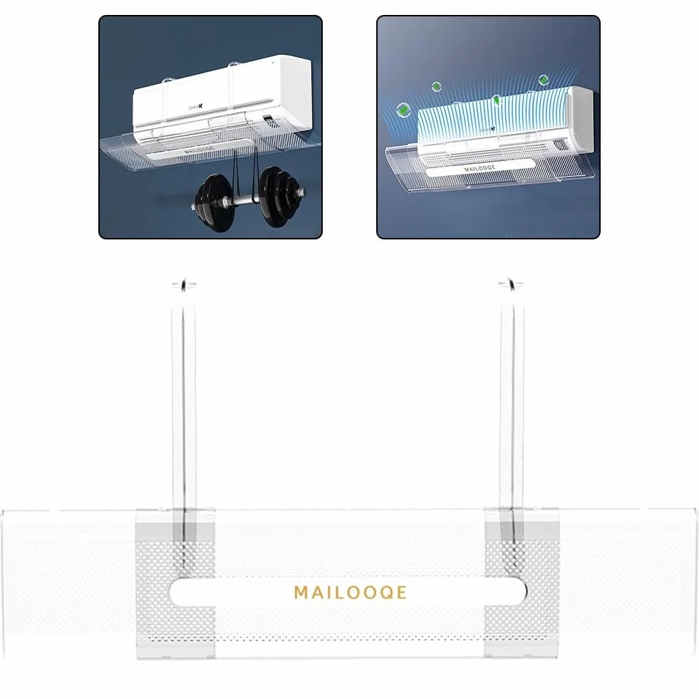 Deflettore d'aria AC regolabile per unità split 60-110 cm, girevole a 360° per condizionatore d'aria parabrezza con installazione senza attrezzi, diffusore in plastica trasparente per casa e ufficio