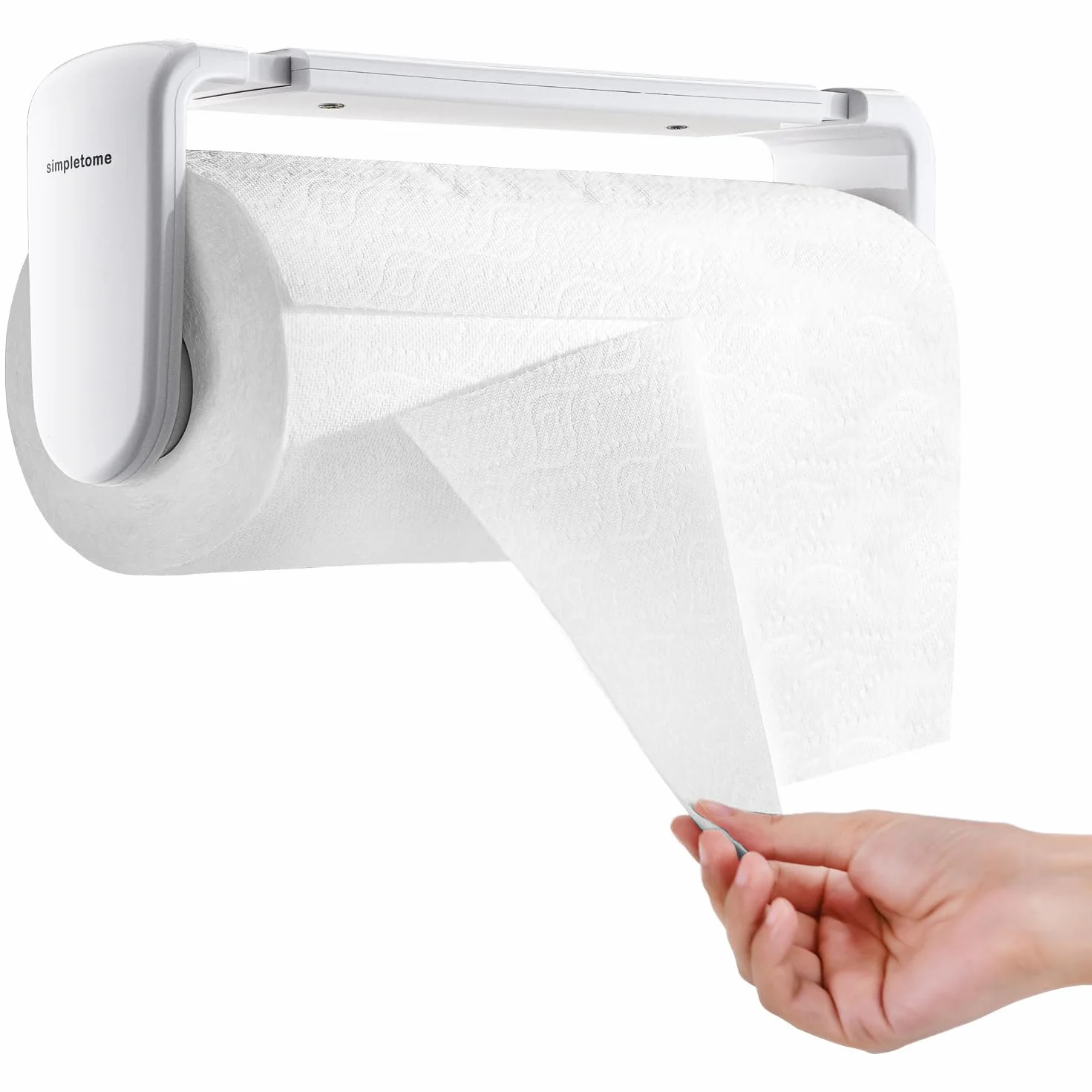 Porta Asciugamani Di Carta LACRIMA CON UNA MANO Braccio Di Tensione Adattivo Lunghezza Regolabile 24-28cm Bianco