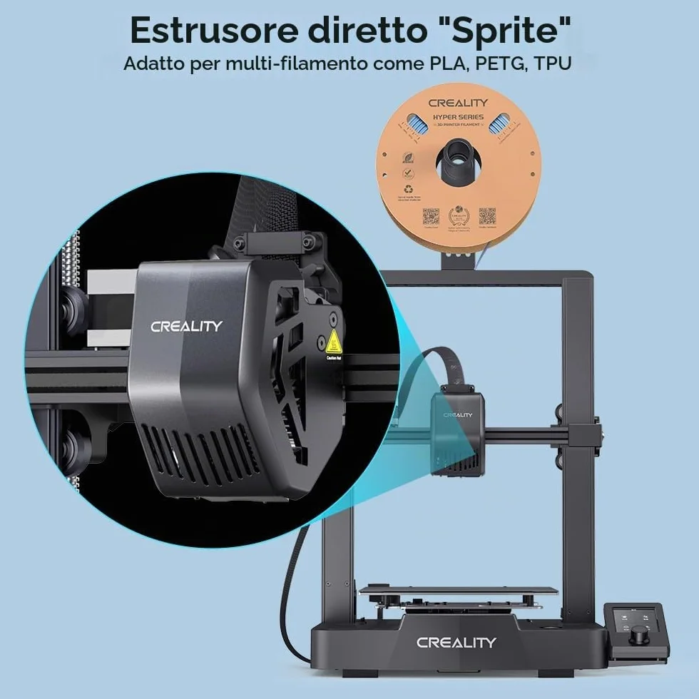 Stampante 3D Creality Ender 3 V3 SE con velocità di stampa di 250 mm/s CR Touch Strain Sensor Sprite Direct Extruder Dual Z-axis & Y-axis Print 8.6 * 8.6 * 9.8in