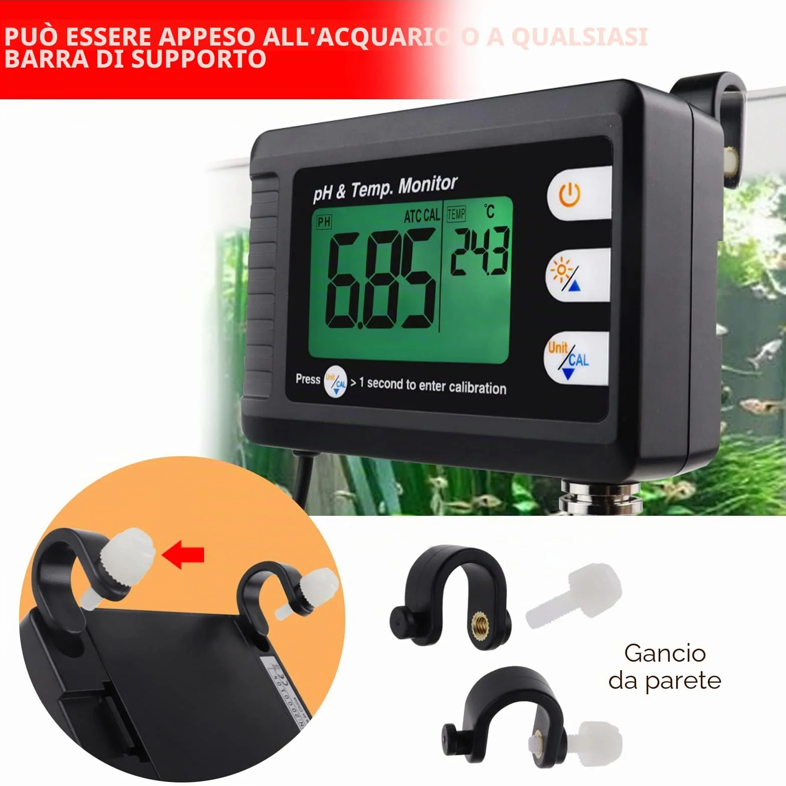 Professionale pH & Temperatura Meter con e Automatico Calibrazione Funzione, Acqua Tester Misurazione con Treppiedi Titolare per Acquario Idroponica