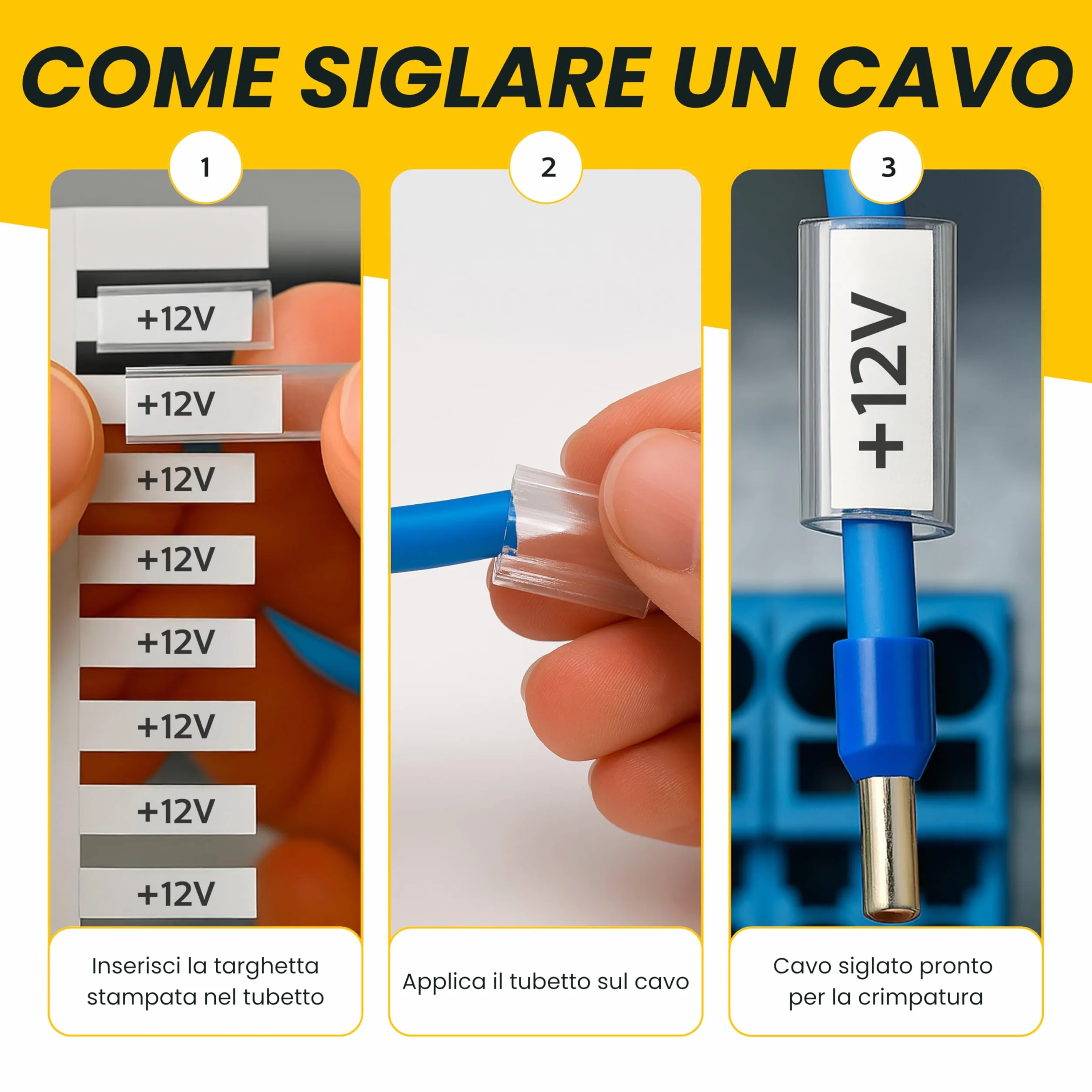 Rotolo FLAT Targhette Segnacavo 4x15 12552 tessere • PVC 0,4 mm • Per Tubetti da 0,5 mm • Compatibile con cod. 44092B Cembre • Bianco