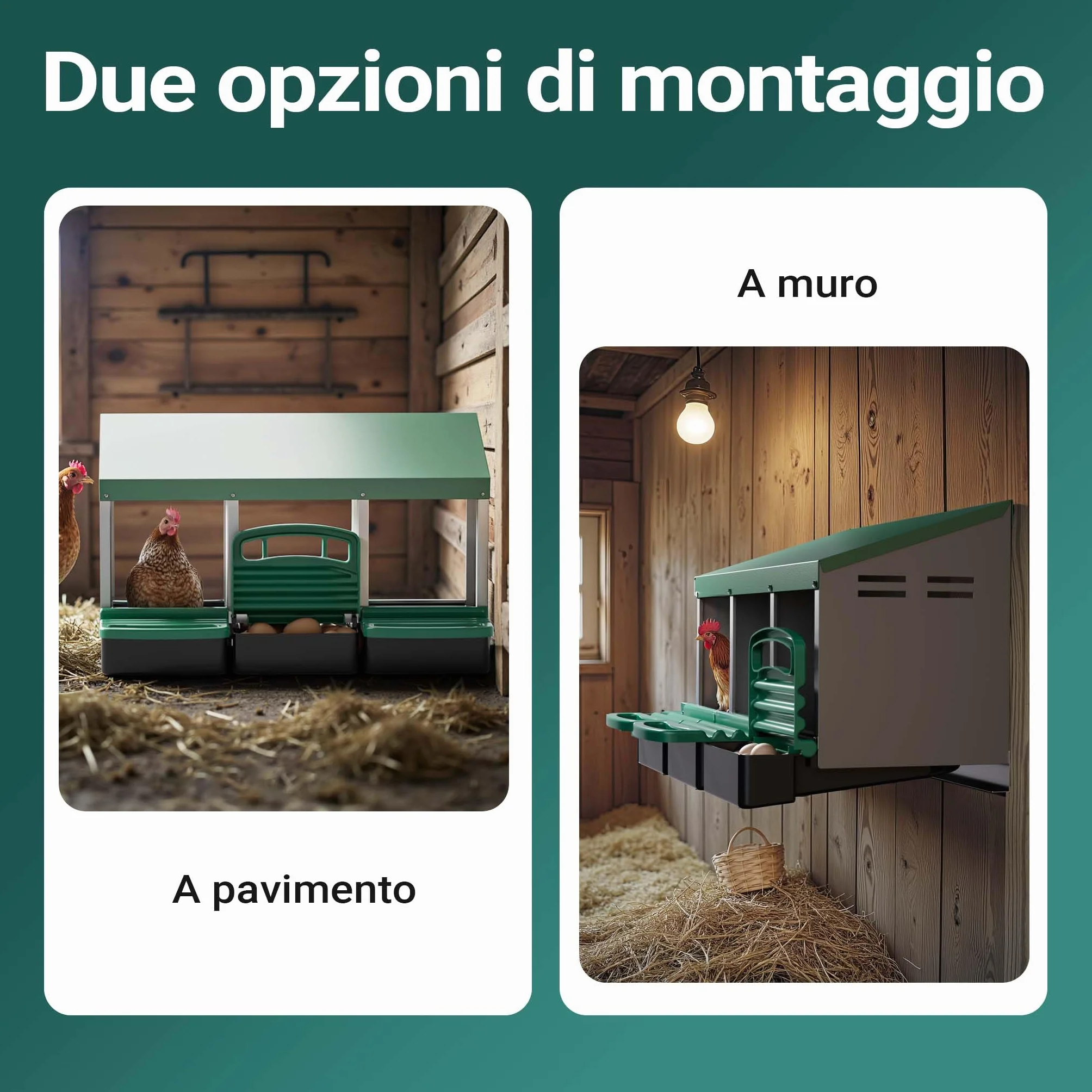 Fudajo Nido triplo per galline ovaiole con vassoio di raccolta 81 x 52 x 48 cm, 3 nidi per uova di gallina, con fori di ventilazione, in plastica, montaggio a parete