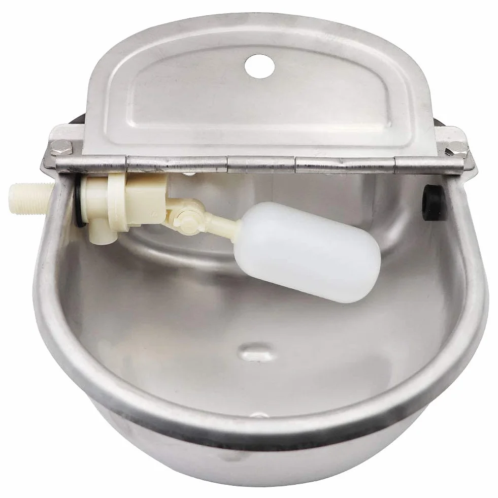 Abbeveratoio per Bovini in Acciaio Inox Grande Capacità Automatico Bestiame Ciotole d' Acqua Automatica Ciotola per Bestiame per Capre con Valvola Galleggiante Foro di Scarico