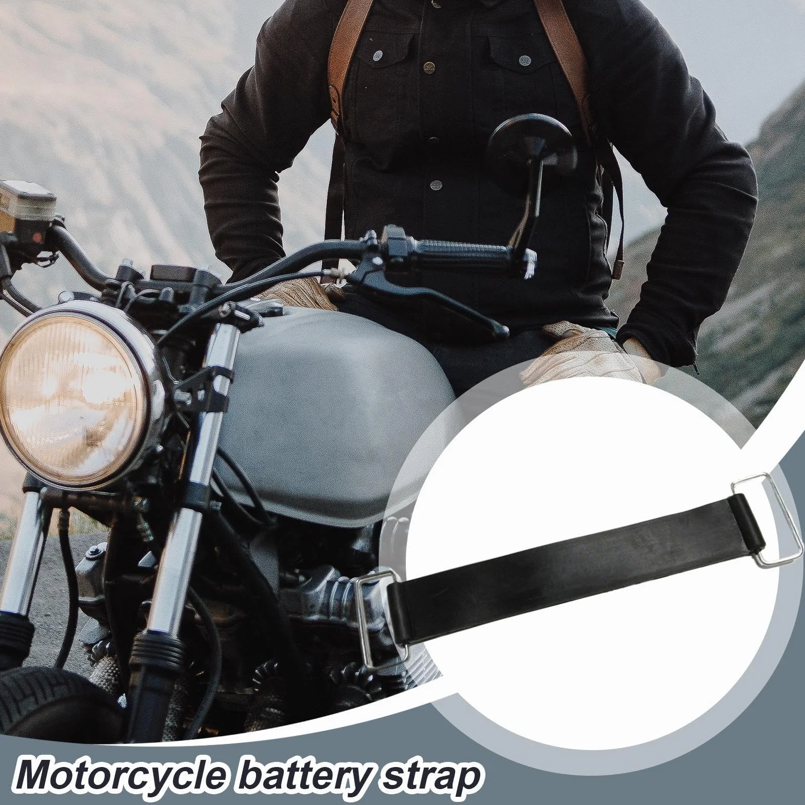Cinghia di fissaggio per batteria moto, cinturino in gomma resistente, supporto batteria elastico