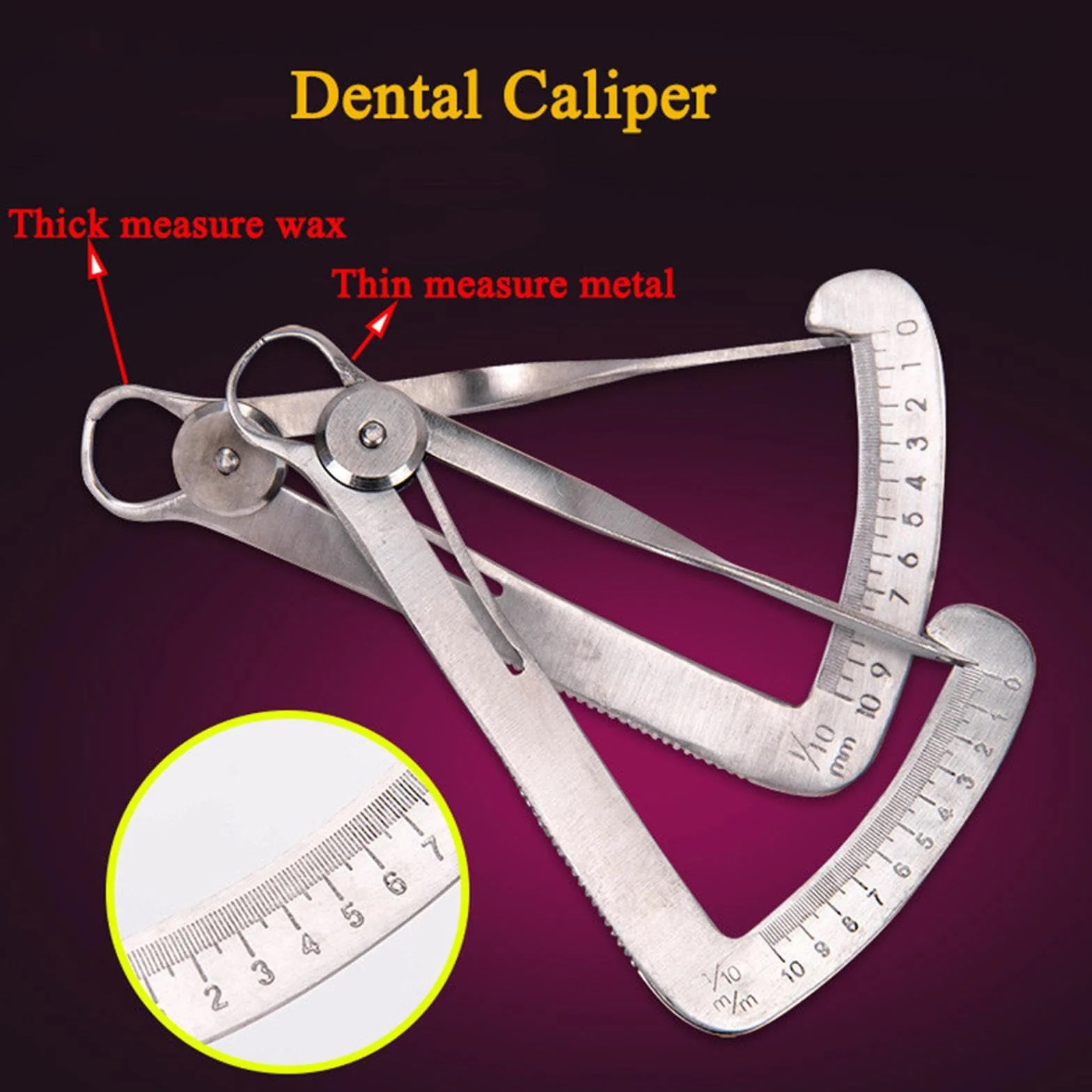 Calibro a corsoio dentale in acciaio inox corona calibro triangolare spessore per laboratorio dentale(misurazione metallica)