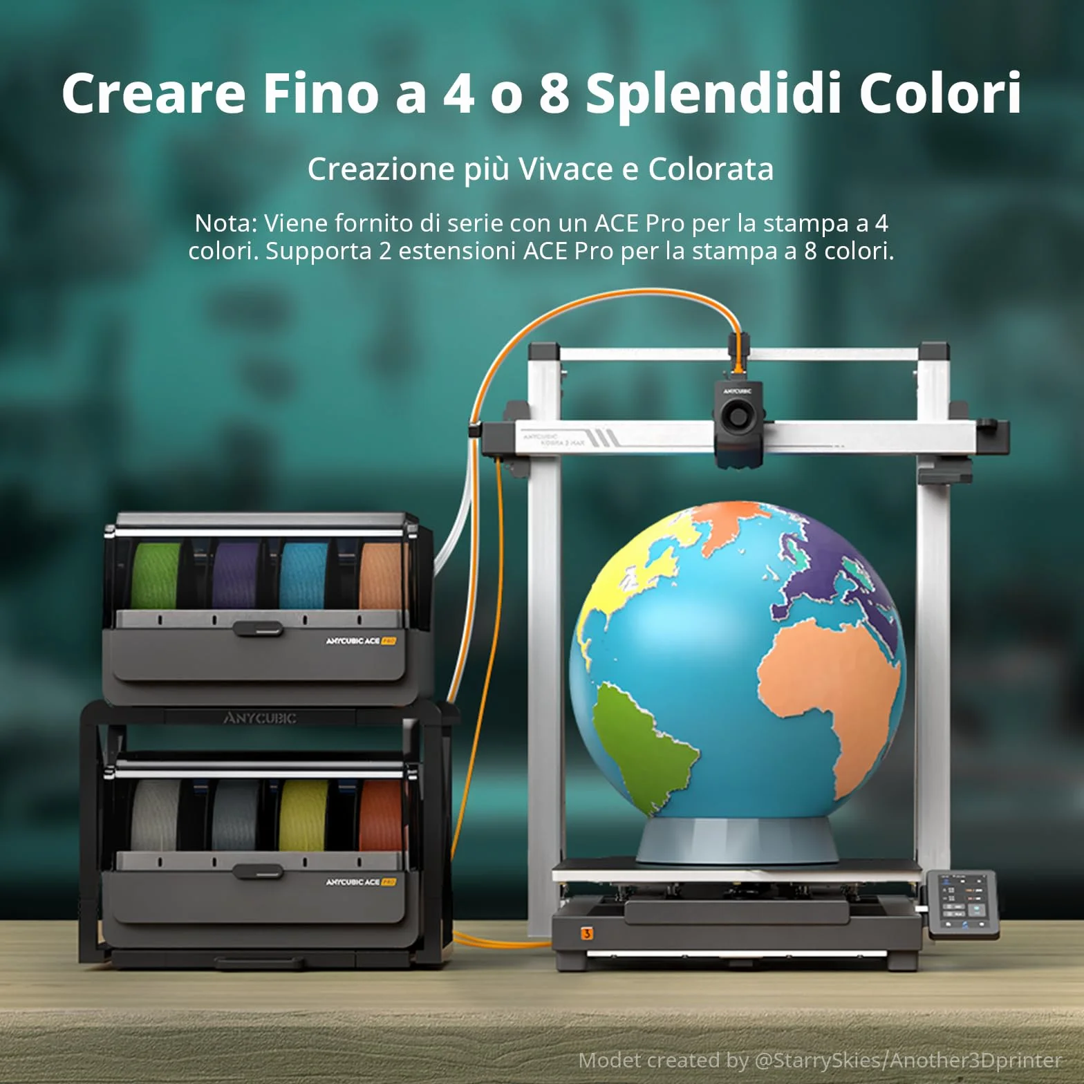 Anycubic Kobra 3 Max Combo Multicolore Stampante 3D, Essiccazione del Filamento Durante la Stampa, Velocità di Stampa di 600 mm/s, Calibrazione Completamente Automatica, Stampa Intelligente