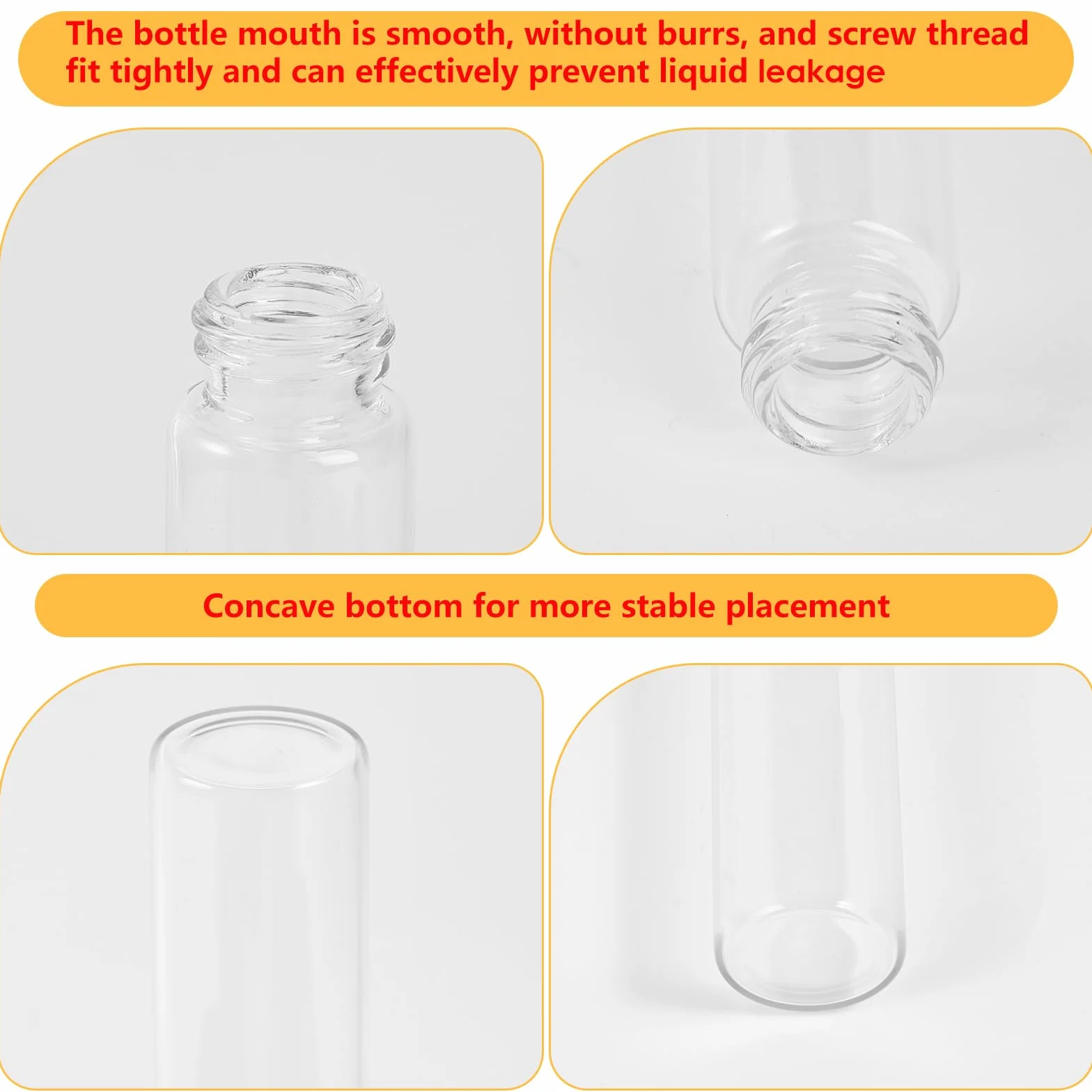 Fiale di Vetro 10 ml con Tappi a Vite, Flacone Campione Liquido, 12 Pezzi