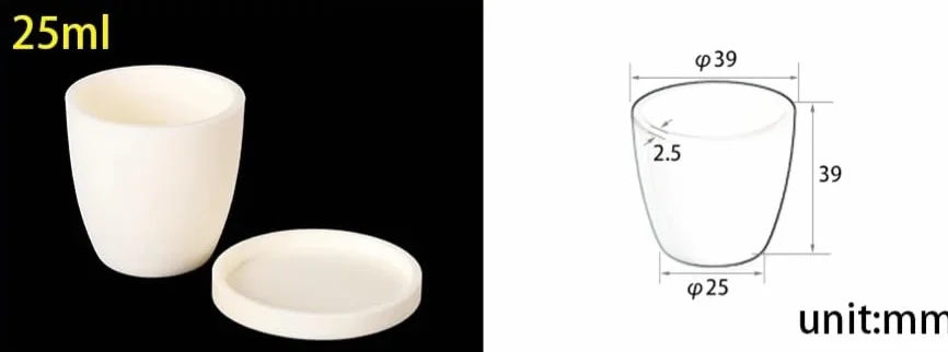 Crogiolo ad arco in allumina al 99% (con coperchio) Crogiolo in allumina Crogiolo in corindone con coperchio(25ml)