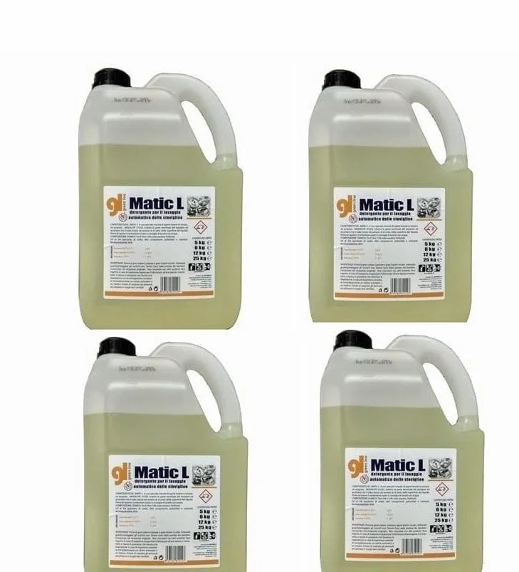 MATIC L Detersivo Professionale concentrato Liquido lavastoviglie, Lavabicchieri, Lavatazzine Bar - 4 taniche da 5 kg Conforme haccp
