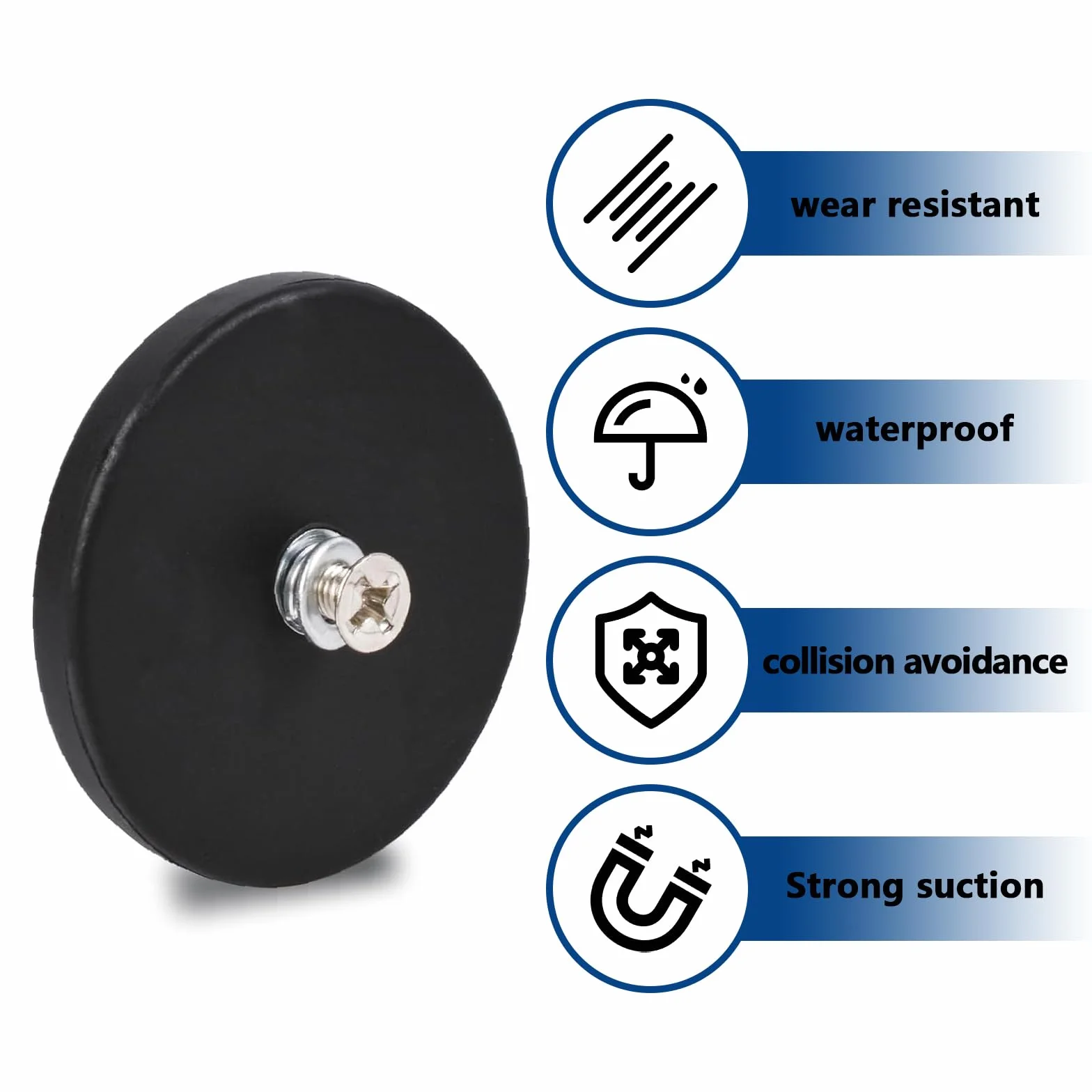 Piedini magnetici M6 17 kg filettatura 66 mm magneti gommati estrazione potente